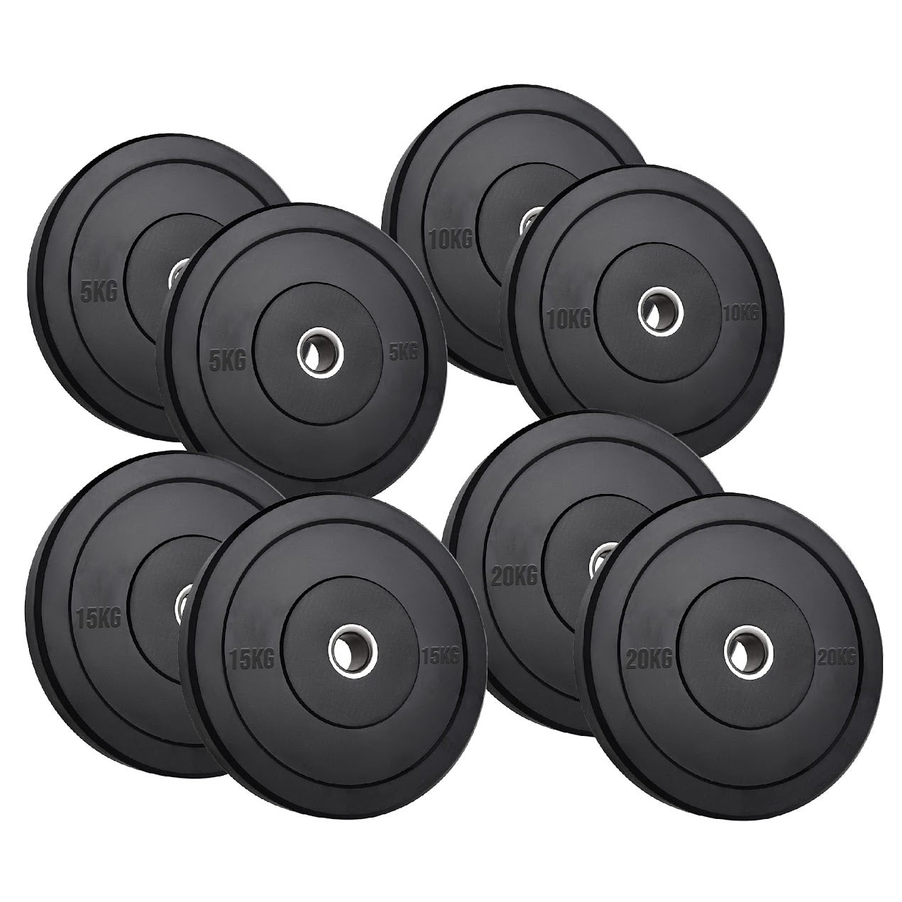 Premium Olympic Rubber Bumper Weight Plates – Low Bounce, 2″ Steel Core, 5–25 kg Pairs & Sets for Silent Strength Training in Home Gyms