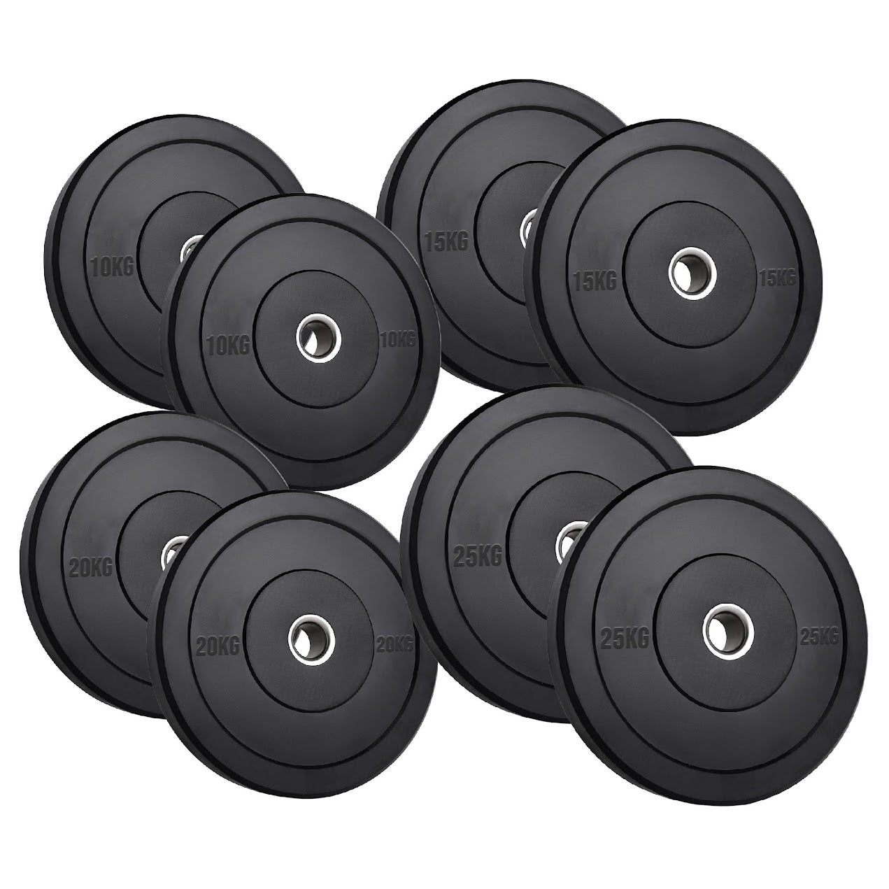 Premium Olympic Rubber Bumper Weight Plates – Low Bounce, 2″ Steel Core, 5–25 kg Pairs & Sets for Silent Strength Training in Home Gyms