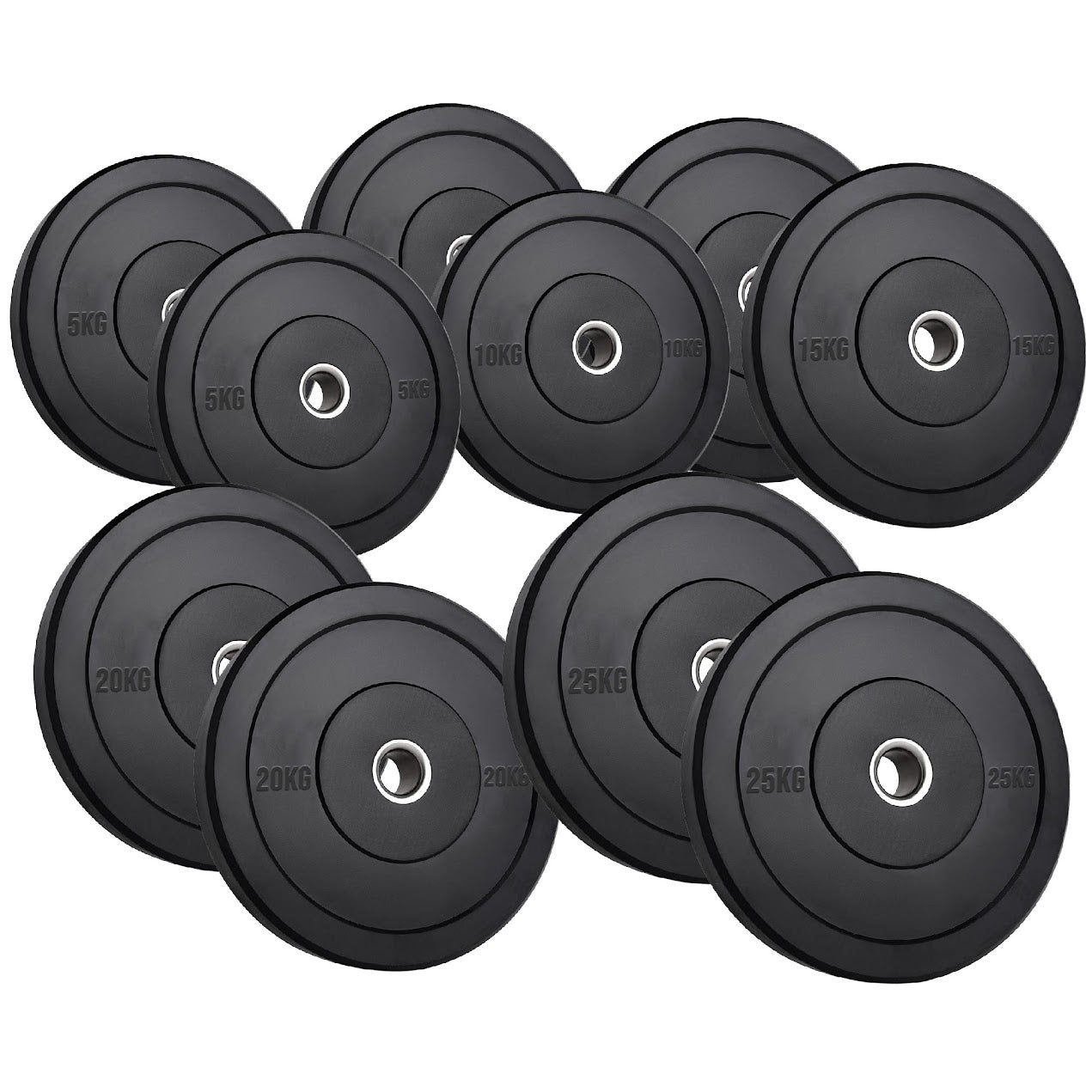 Premium Olympic Rubber Bumper Weight Plates – Low Bounce, 2″ Steel Core, 5–25 kg Pairs & Sets for Silent Strength Training in Home Gyms