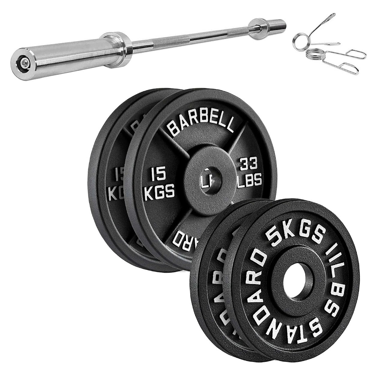 Olympic Cast Iron Weight Plates – Matte Black Deep‑Dish Design, 2″ Hole, Heavy-Duty Build for Barbell Training, Home Gym & Strength Workouts