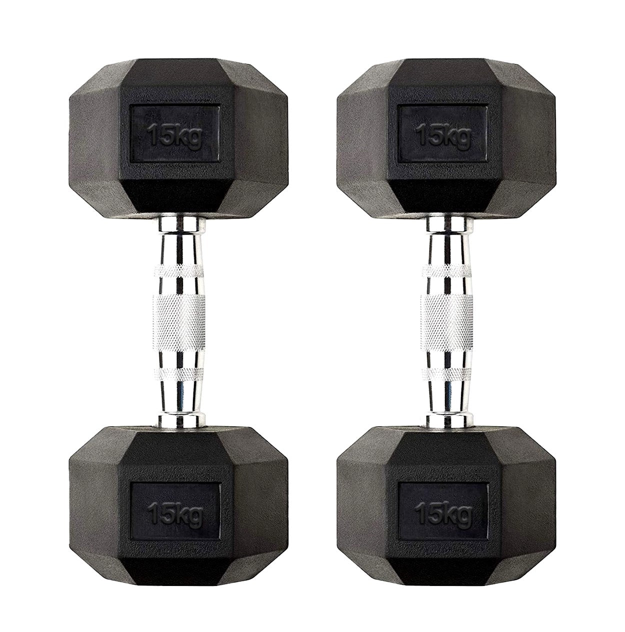 Hex Dumbbells 2.5kg-60kg Pairs & Sets – Rubber-Coated, Anti-Roll Weights with Rack Option – Strength Training for Home Gym or Studio Use