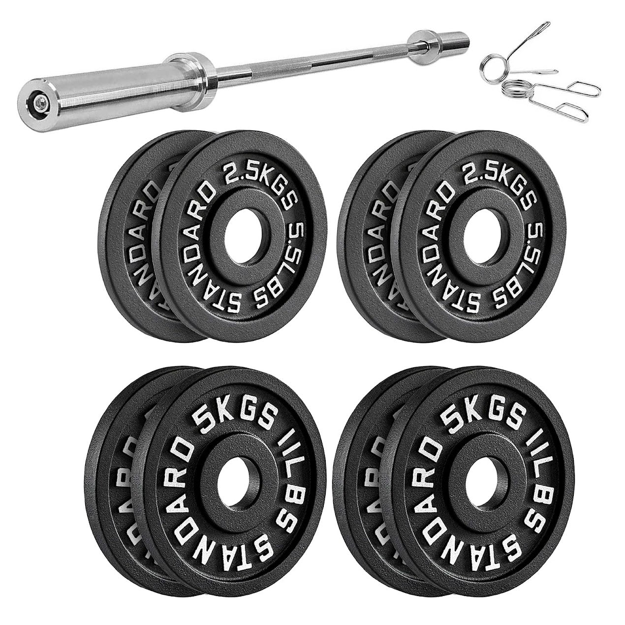 Olympic Cast Iron Weight Plates – Matte Black Deep‑Dish Design, 2″ Hole, Heavy-Duty Build for Barbell Training, Home Gym & Strength Workouts