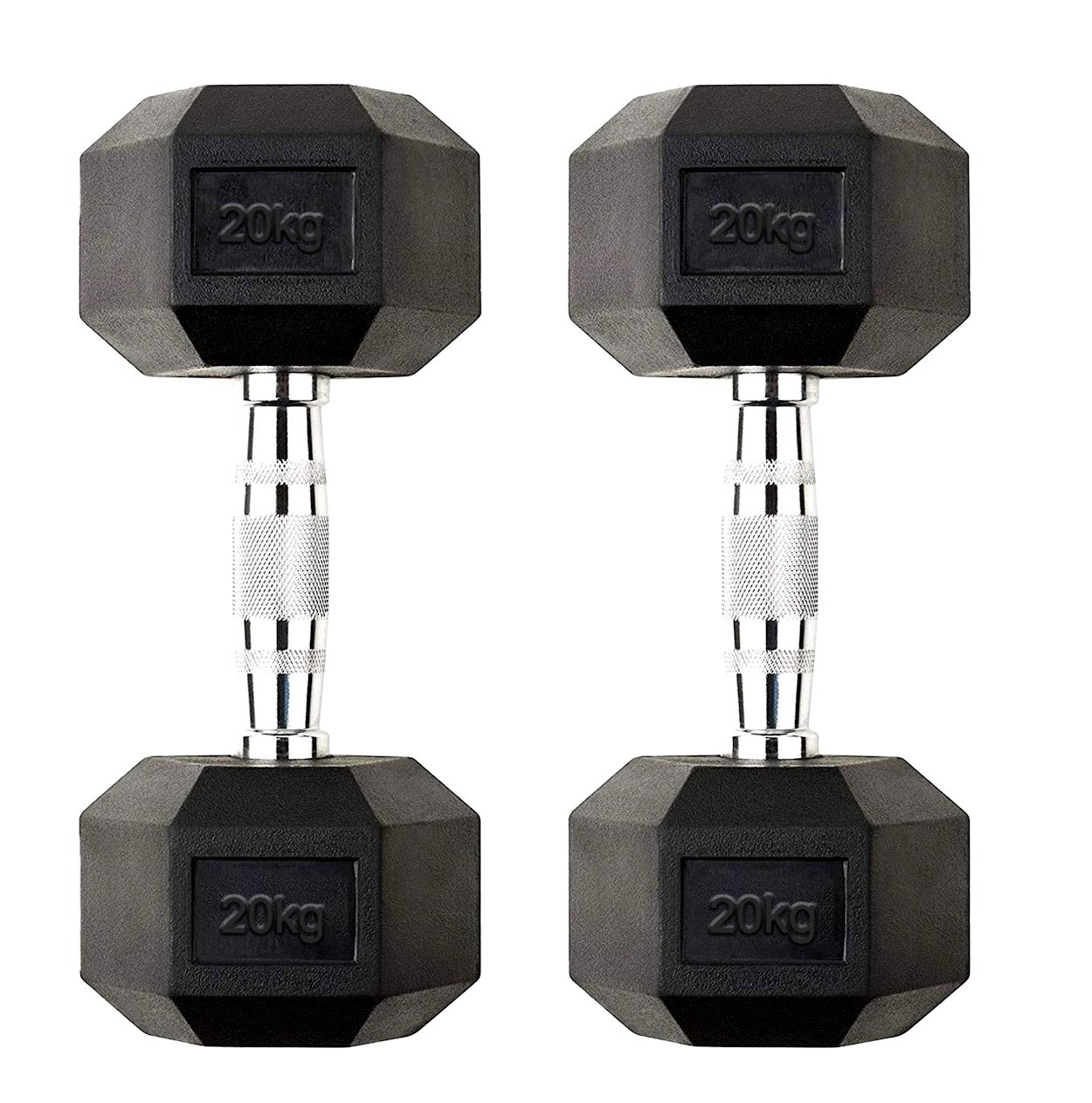 Hex Dumbbells 2.5kg-60kg Pairs & Sets – Rubber-Coated, Anti-Roll Weights with Rack Option – Strength Training for Home Gym or Studio Use