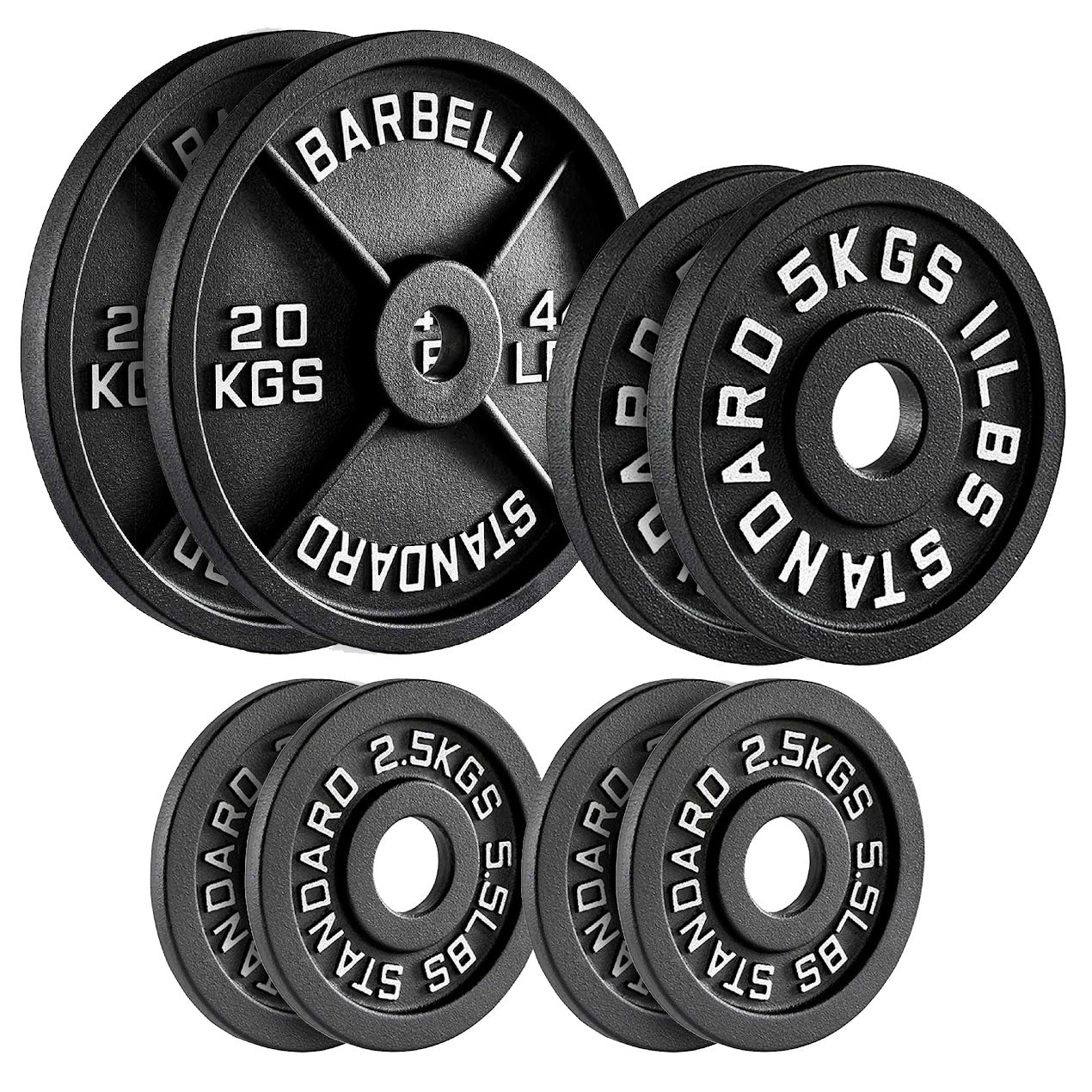 Olympic Cast Iron Weight Plates – Matte Black Deep‑Dish Design, 2″ Hole, Heavy-Duty Build for Barbell Training, Home Gym & Strength Workouts