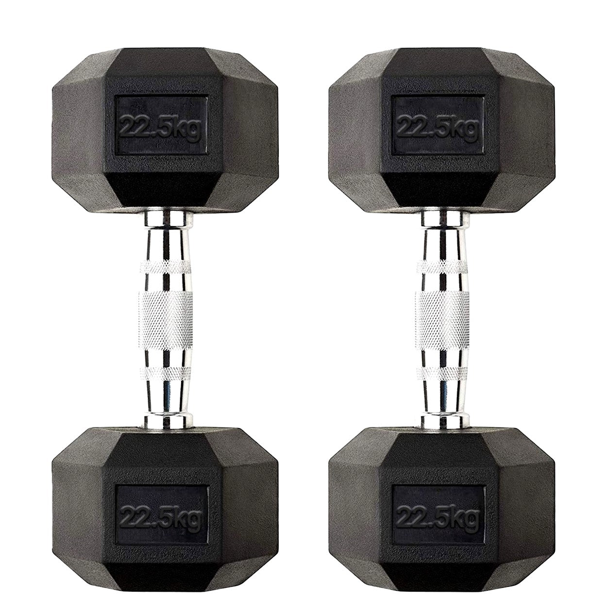 Hex Dumbbells 2.5kg-60kg Pairs & Sets – Rubber-Coated, Anti-Roll Weights with Rack Option – Strength Training for Home Gym or Studio Use