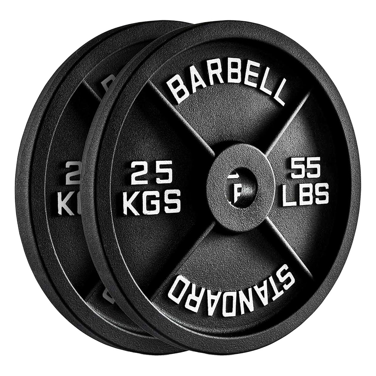 Olympic Cast Iron Weight Plates – Matte Black Deep‑Dish Design, 2″ Hole, Heavy-Duty Build for Barbell Training, Home Gym & Strength Workouts