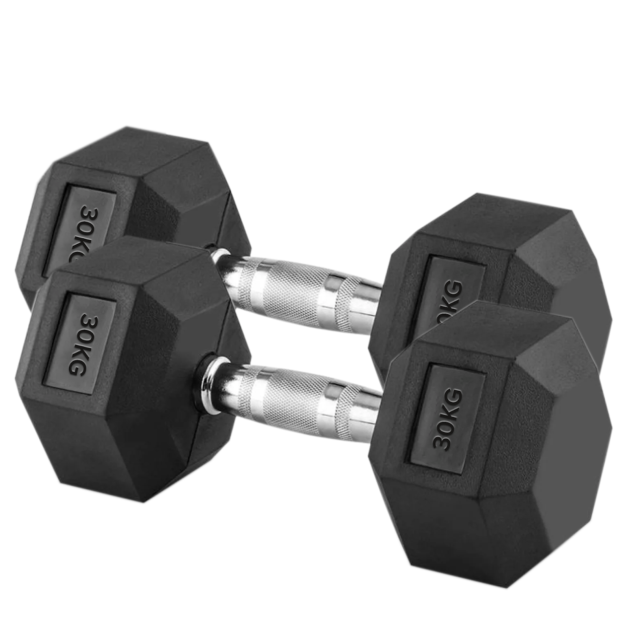 Hex Dumbbells 2.5kg-60kg Pairs & Sets – Rubber-Coated, Anti-Roll Weights with Rack Option – Strength Training for Home Gym or Studio Use
