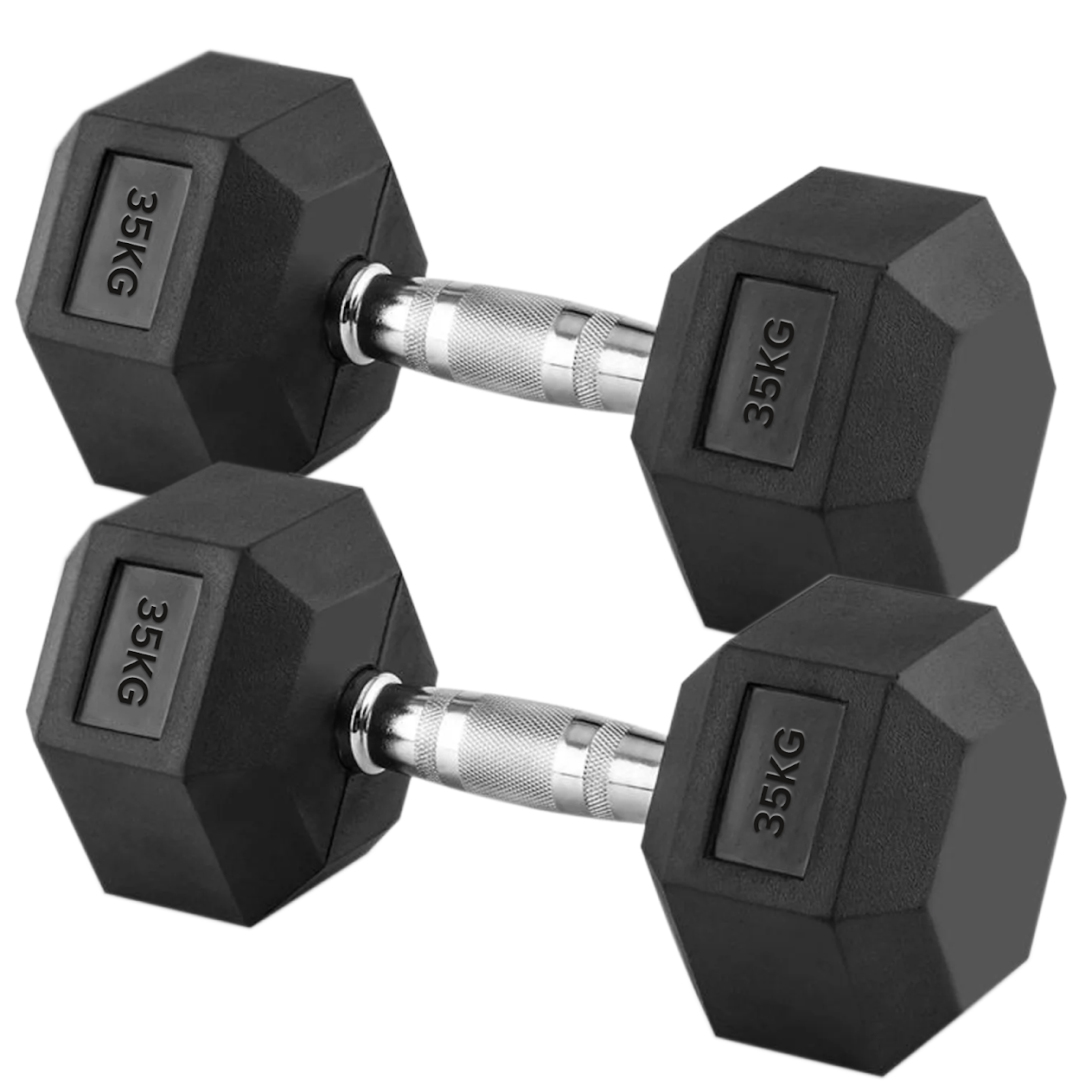 Hex Dumbbells 2.5kg-60kg Pairs & Sets – Rubber-Coated, Anti-Roll Weights with Rack Option – Strength Training for Home Gym or Studio Use