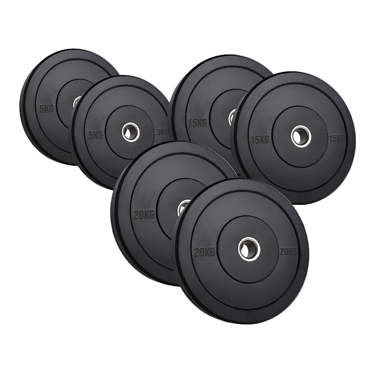 Premium Olympic Rubber Bumper Weight Plates – Low Bounce, 2″ Steel Core, 5–25 kg Pairs & Sets for Silent Strength Training in Home Gyms