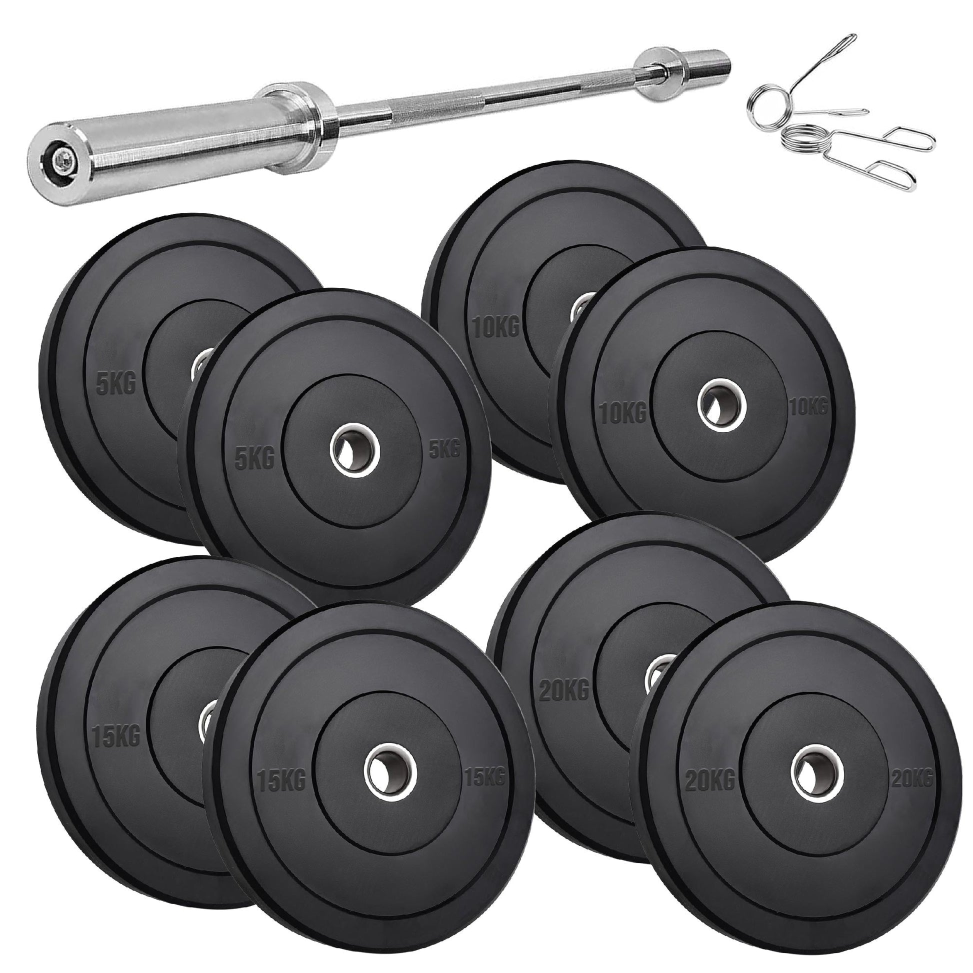 Premium Olympic Rubber Bumper Weight Plates – Low Bounce, 2″ Steel Core, 5–25 kg Pairs & Sets for Silent Strength Training in Home Gyms