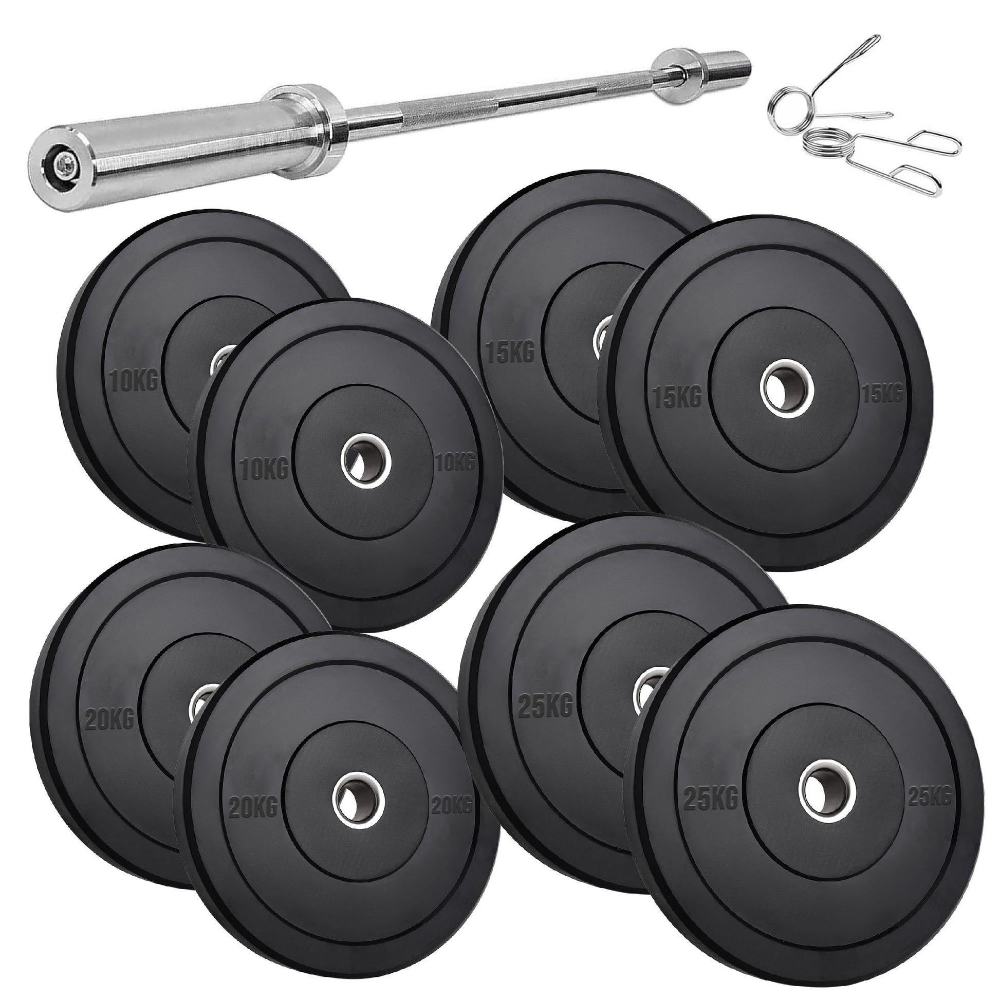 Premium Olympic Rubber Bumper Weight Plates – Low Bounce, 2″ Steel Core, 5–25 kg Pairs & Sets for Silent Strength Training in Home Gyms