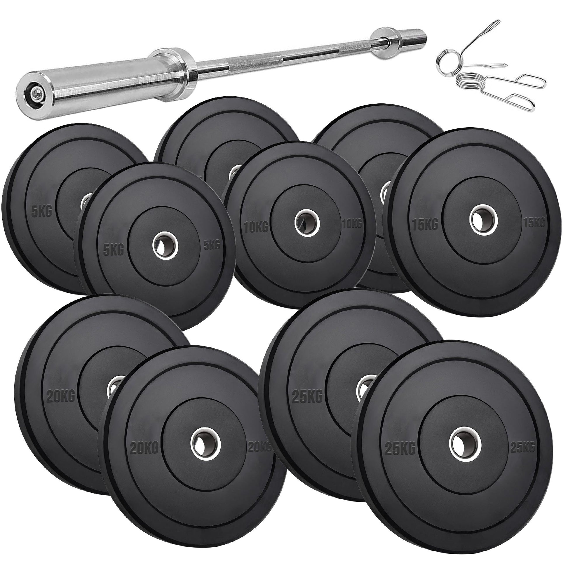 Premium Olympic Rubber Bumper Weight Plates – Low Bounce, 2″ Steel Core, 5–25 kg Pairs & Sets for Silent Strength Training in Home Gyms