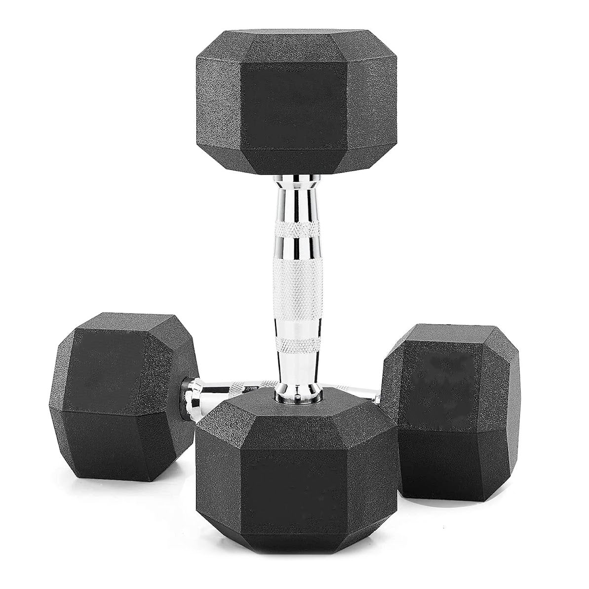 Hex Dumbbells 2.5kg-60kg Pairs & Sets – Rubber-Coated, Anti-Roll Weights with Rack Option – Strength Training for Home Gym or Studio Use