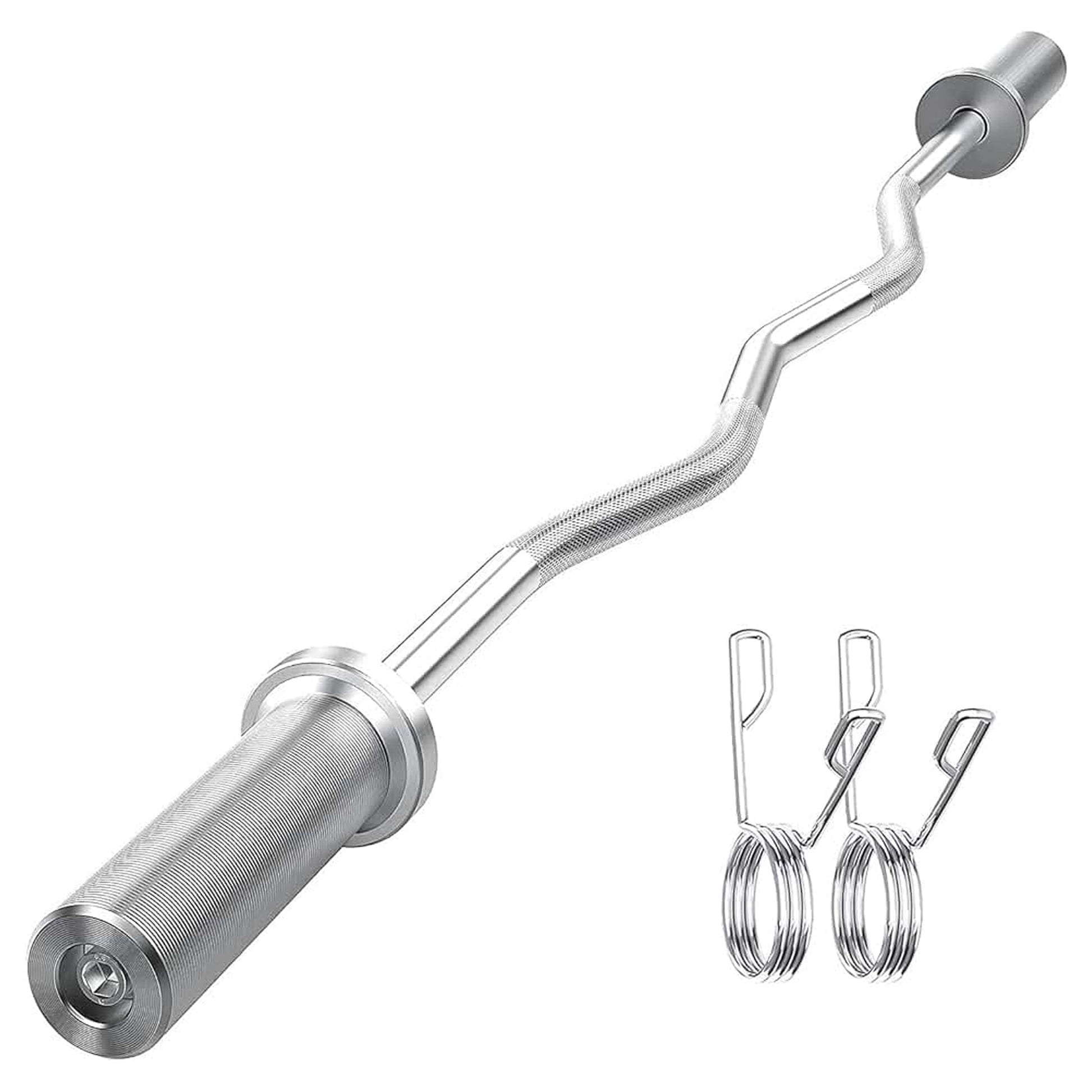 EZ Curl Olympic Bar 47″ – Solid Chrome Steel, Wrist-Safe Angled Grip, 2″ Plate Compatibility – Ultimate Strength Bar for Biceps & Home Gym Training
