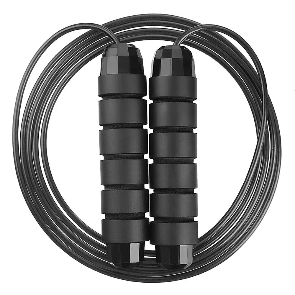 Black Adjustable Speed Skipping Rope – Durable PVC Cable, 360° Ergonomic Grip, Tangle‑Free for Cardio & Agility, Ideal for Home Gym Training