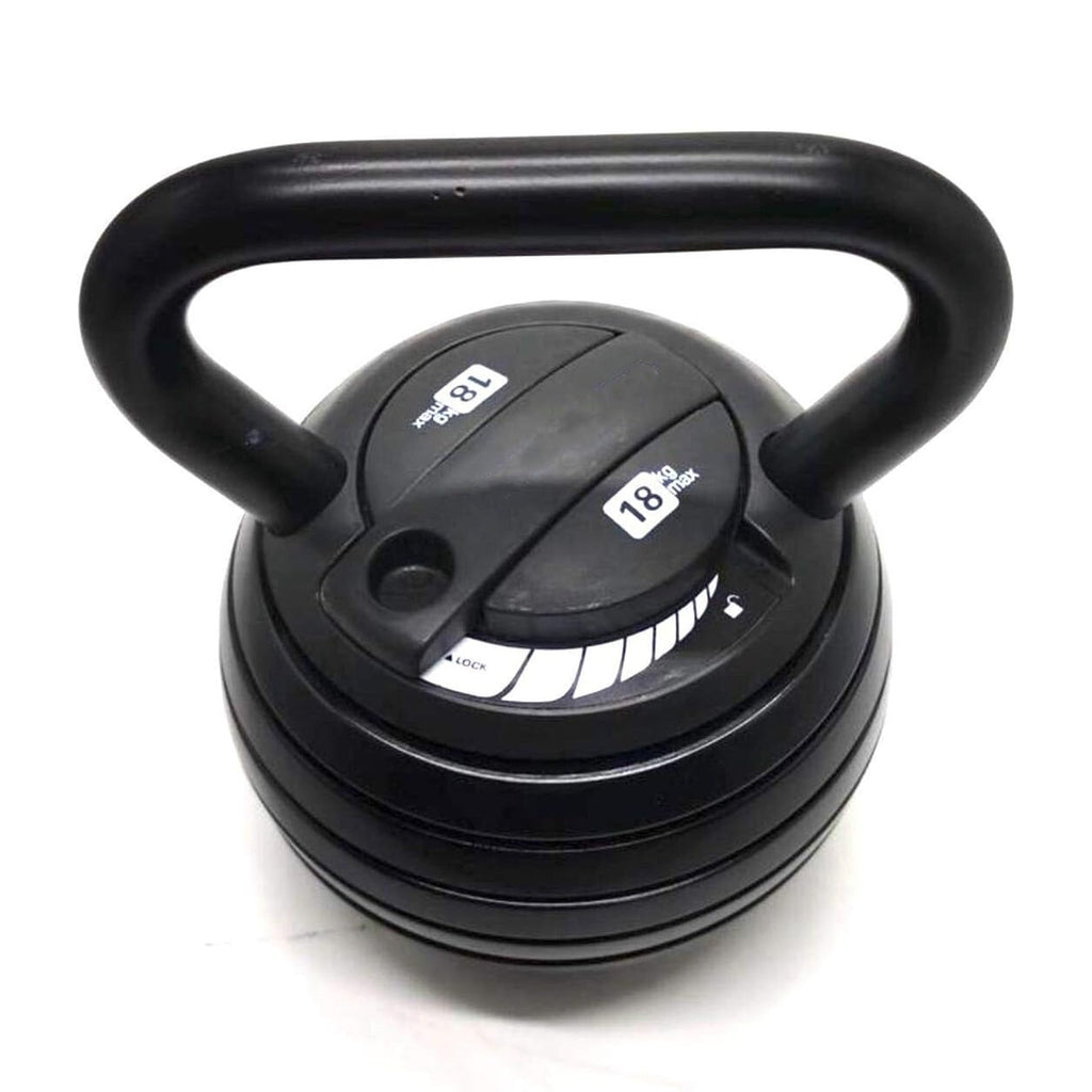 Professional 18kg Adjustable Kettlebell – Fast Weight Change System, Powder-Coated Steel, and Ergonomic Grip for Total Body Training at Home