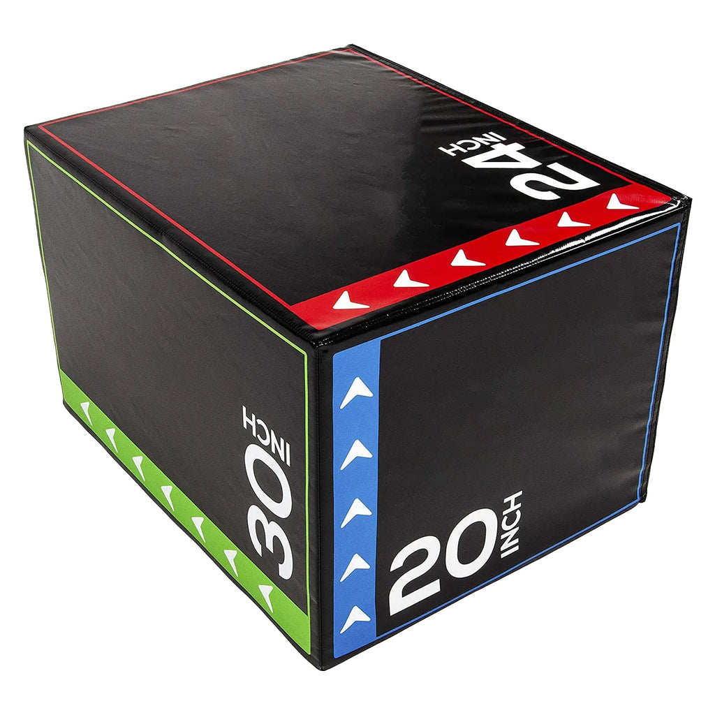 Plyometric Jump Box 3-in-1 – Soft Foam, Non-Slip PVC Cover, Shock-Absorbent for Box Jumps, Step-Ups & HIIT – Adjustable Height for Compact Home Gym Training