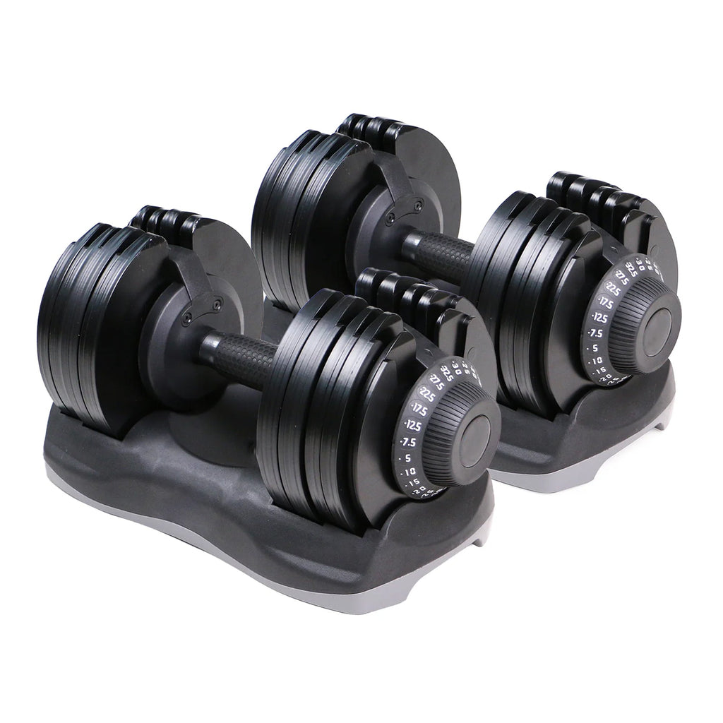 Home Gym Adjustable Dumbbells 5–32.5 kg, 12-in-1 Dial System, Neoprene-Coated, Ergonomic and Compact Strength Training Weights Set