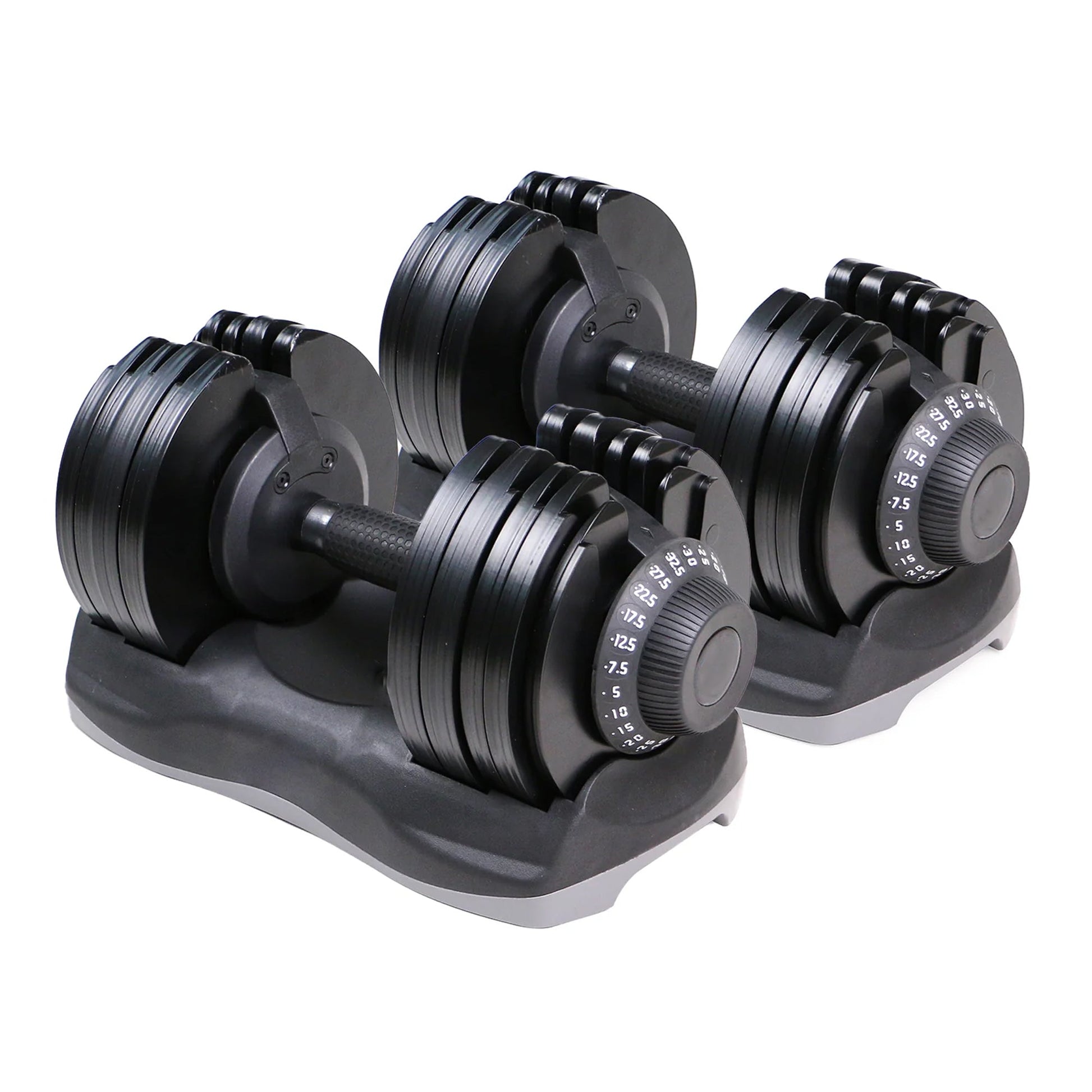 Home Gym Adjustable Dumbbells 5–32.5 kg, 12-in-1 Dial System, Neoprene-Coated, Ergonomic and Compact Strength Training Weights Set