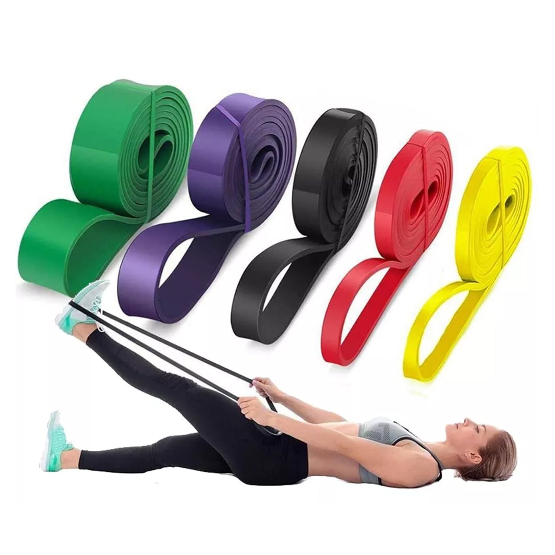Home Gym Resistance Band Set – 5 Tension Levels, Durable Latex Bands with Handles for Strength Training, Pull-Up Support & Flexibility Work