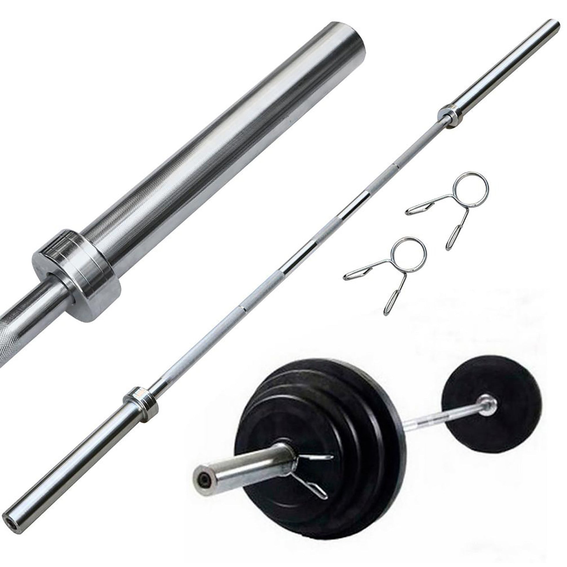 Heavy Duty Olympic Weightlifting Barbell – Premium Chrome Coat, Dual-Rated, Spring-Collar Set – 7‑ft Multipurpose Bar for Squat, Bench, Deadlift in Home Gym