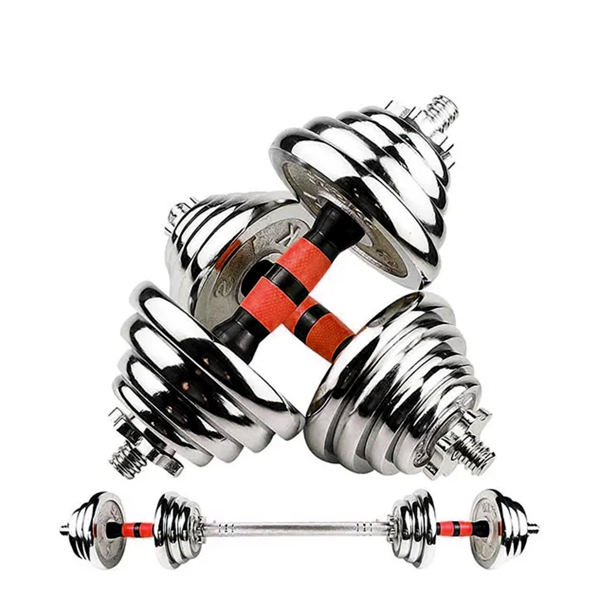 20 kg Adjustable Dumbbell & Barbell Combo – Steel Handles, Cast-Iron Plates, Compact Weight Set for Home Gym Strength Training