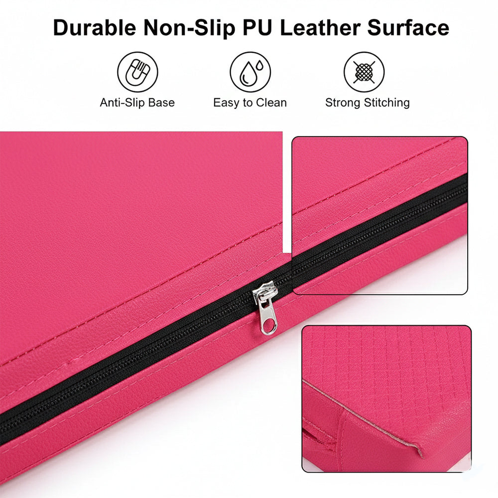 Tri-Fold Gymnastics Exercise Mat – 5cm Thick High-Density Foam, PU Leather Non-Slip Folding Crash Mat with Carry Handles for Yoga, Pilates & Home Gym Training