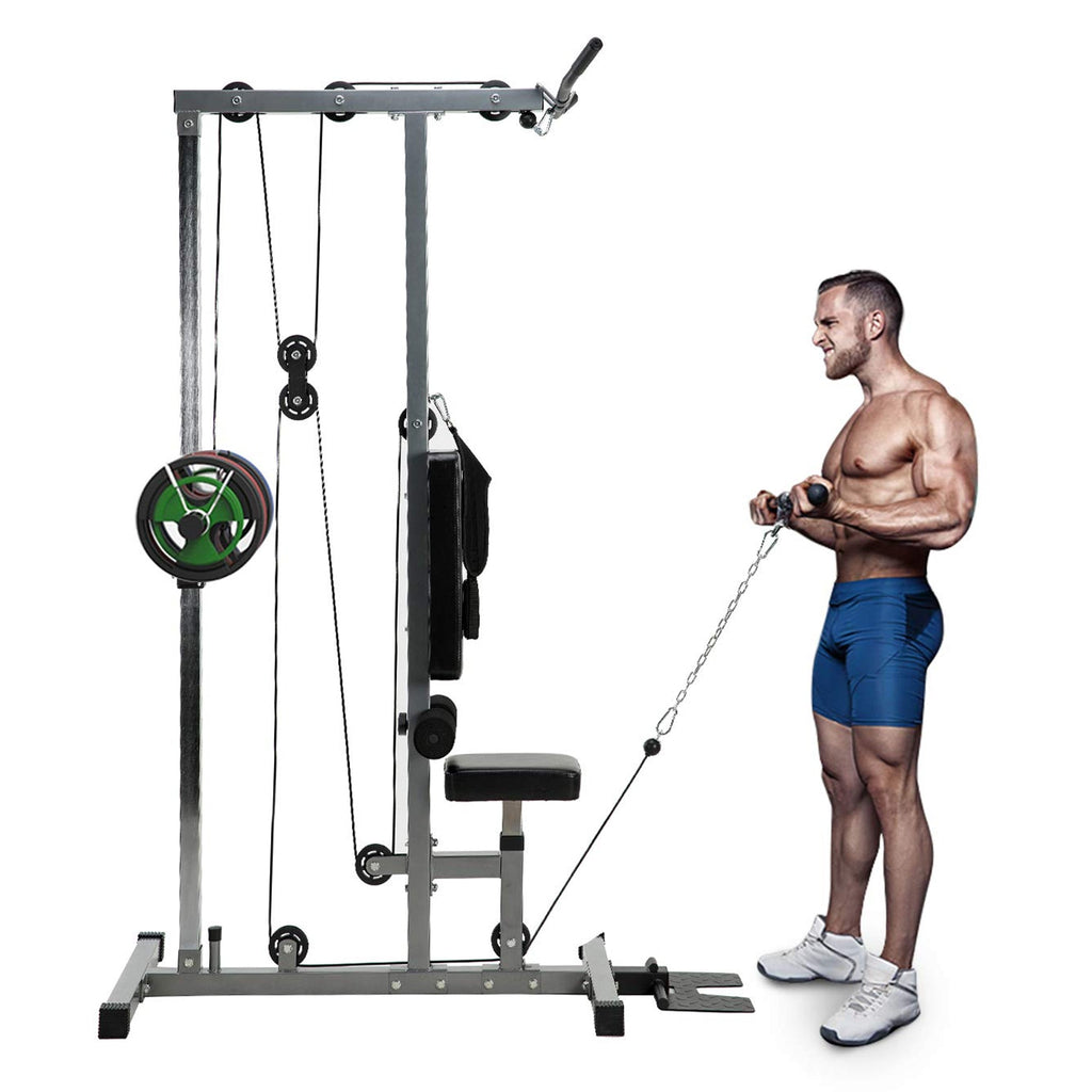Full-Body Cable Pulley Machine – Adjustable Lat Pulldown & Low Row System with Compact Frame for Home Gym Strength Workouts