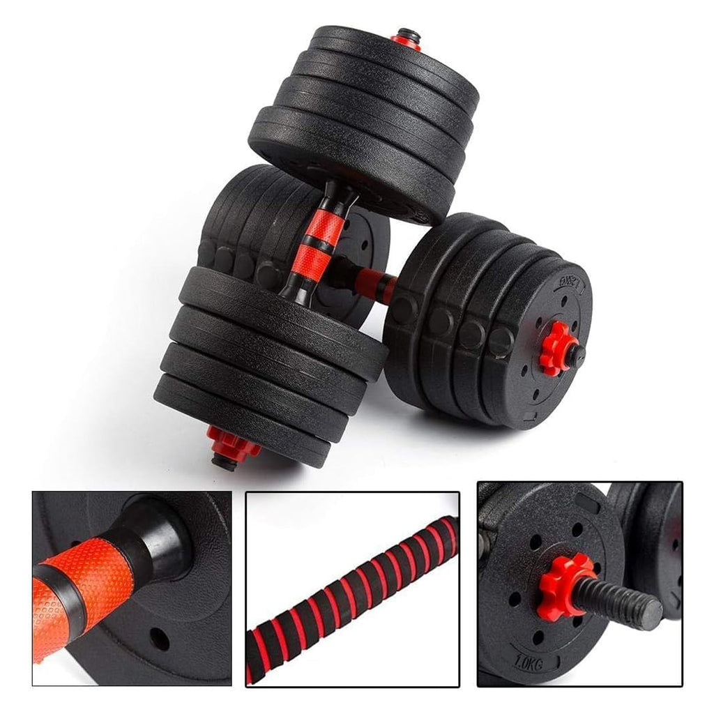 Home Gym Dumbbell & Barbell Set – Vinyl-Coated Cast Iron, 20–30 kg Adjustable | 2‑in‑1 Strength Kit with Connector for Full-Body Training