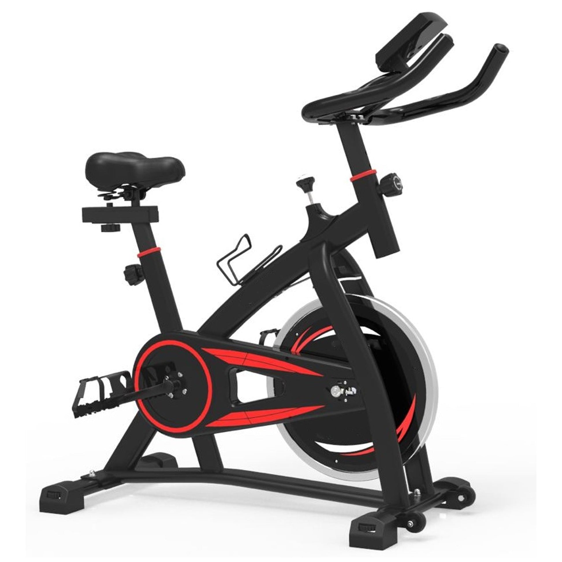 Indoor Stationary Spin Bike with Silent Belt Drive, LCD Monitor & Tablet Mount – Adjustable Steel Frame for Cardio Training in Home Gym Setups