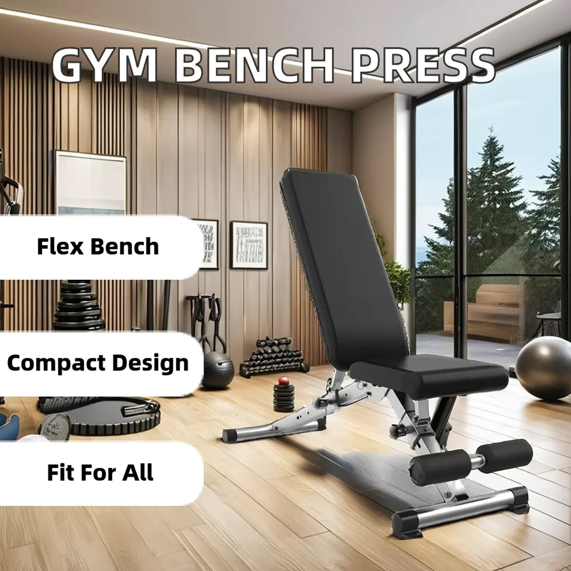 Premium Multi-Angle Weight Bench with Dip Station – Steel Frame, Foam Padding & Foldable Design for Strength Training in Compact Home Gym Environments