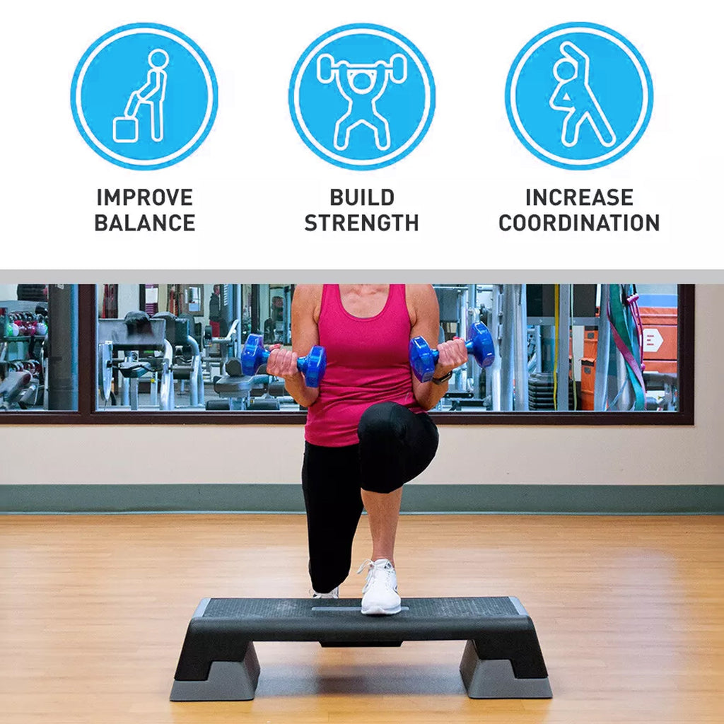 Premium Adjustable Aerobic Stepper – Textured Rubber Surface, 3 Height Levels, EVA Foam Core – Cardio, Strength & Yoga Step Board for Home Gyms