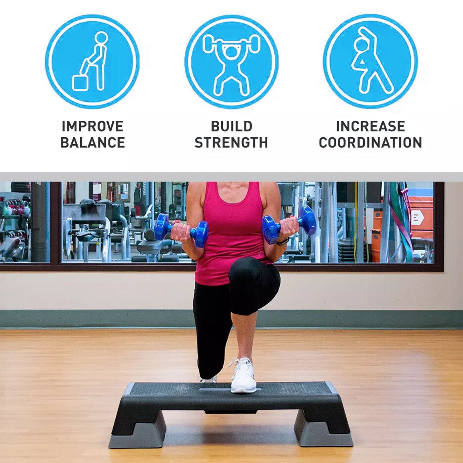 Premium Adjustable Aerobic Stepper – Textured Rubber Surface, 3 Height Levels, EVA Foam Core – Cardio, Strength & Yoga Step Board for Home Gyms