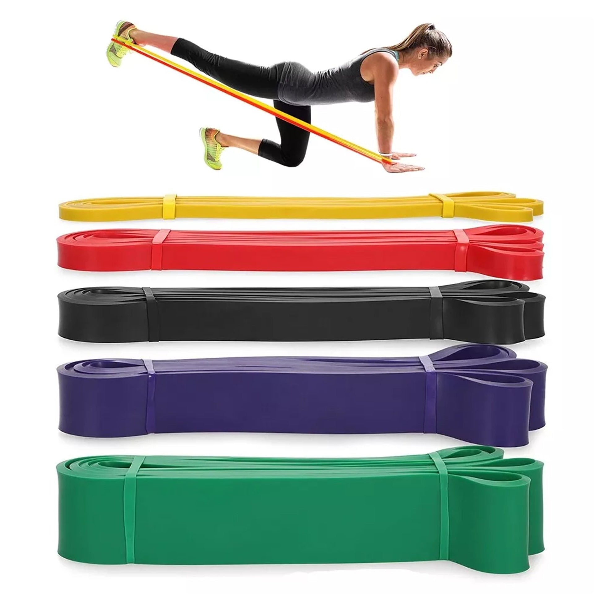Home Gym Resistance Band Set – 5 Tension Levels, Durable Latex Bands with Handles for Strength Training, Pull-Up Support & Flexibility Work