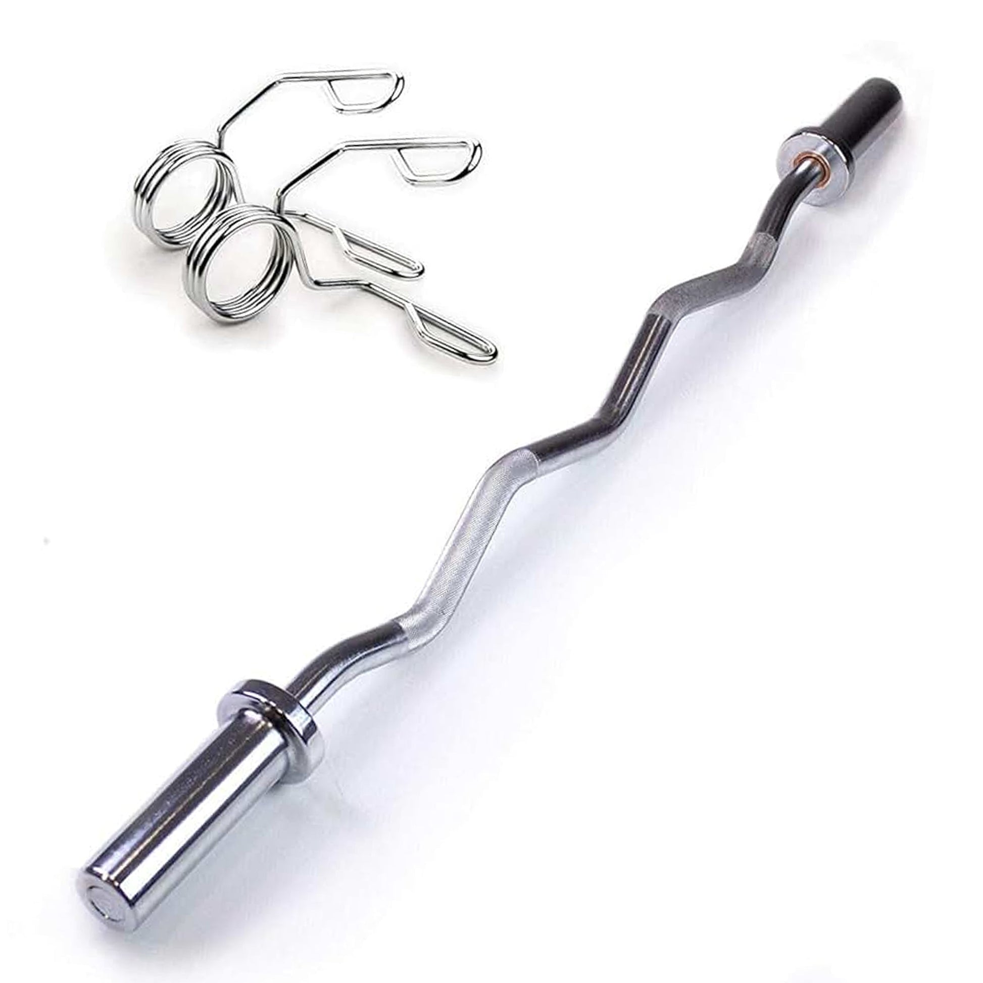 EZ Curl Olympic Bar 47″ – Solid Chrome Steel, Wrist-Safe Angled Grip, 2″ Plate Compatibility – Ultimate Strength Bar for Biceps & Home Gym Training