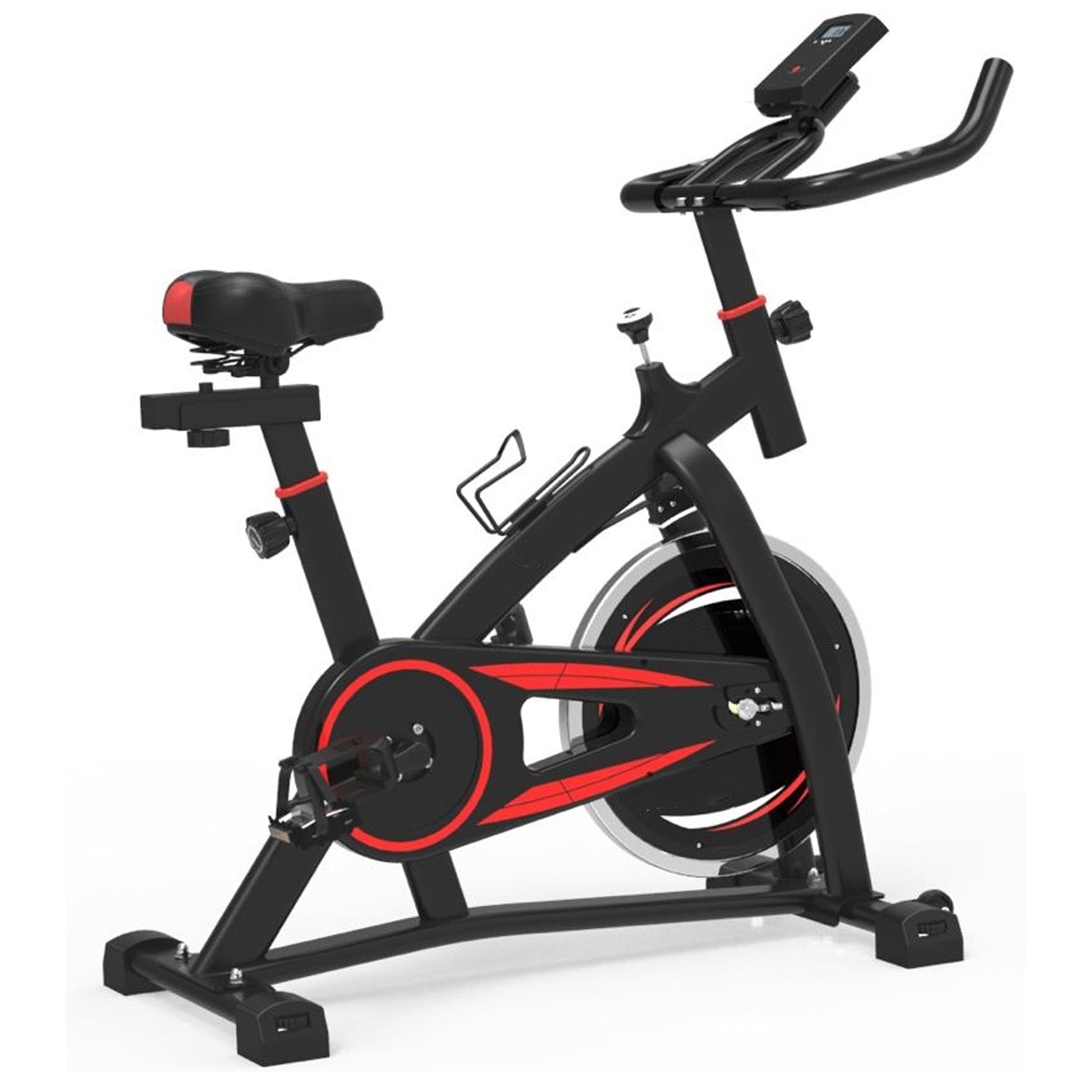 Indoor Stationary Spin Bike with Silent Belt Drive, LCD Monitor & Tablet Mount – Adjustable Steel Frame for Cardio Training in Home Gym Setups