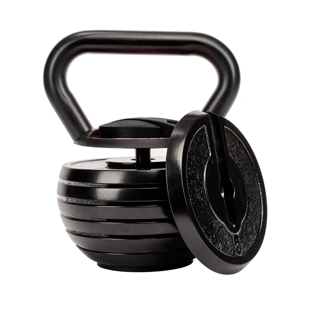 Professional 18kg Adjustable Kettlebell – Fast Weight Change System, Powder-Coated Steel, and Ergonomic Grip for Total Body Training at Home
