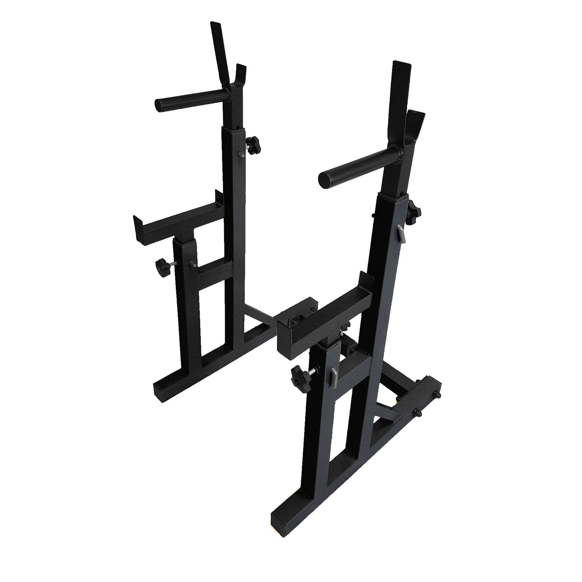 Multi-Function Squat & Bench Press Rack – Adjustable Steel Stand with Dip Handles, Safety Spotters & Wide Base for Garage or Home Gym Strength Training