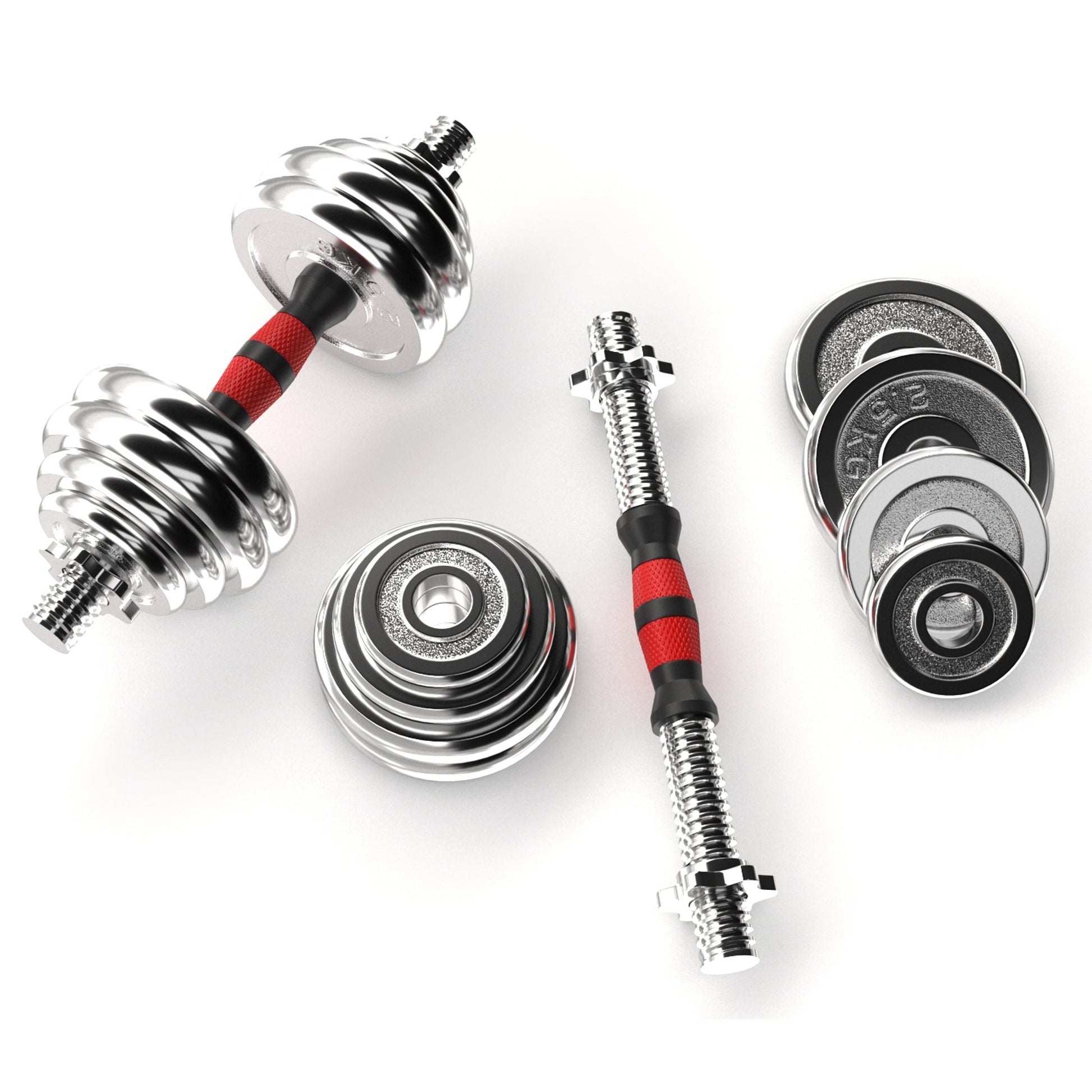 20 kg Adjustable Dumbbell & Barbell Combo – Steel Handles, Cast-Iron Plates, Compact Weight Set for Home Gym Strength Training