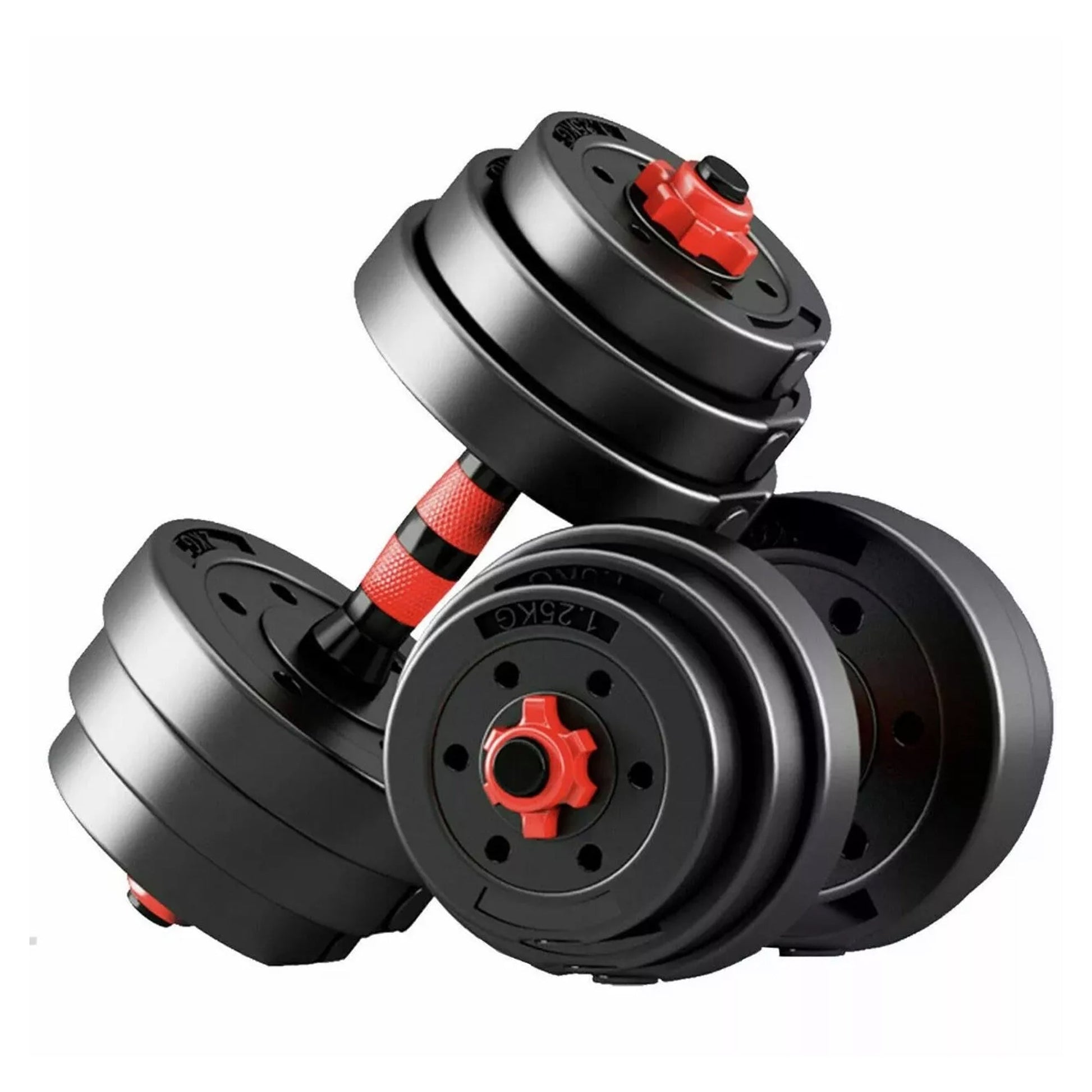 Home Gym Dumbbell & Barbell Set – Vinyl-Coated Cast Iron, 20–30 kg Adjustable | 2‑in‑1 Strength Kit with Connector for Full-Body Training