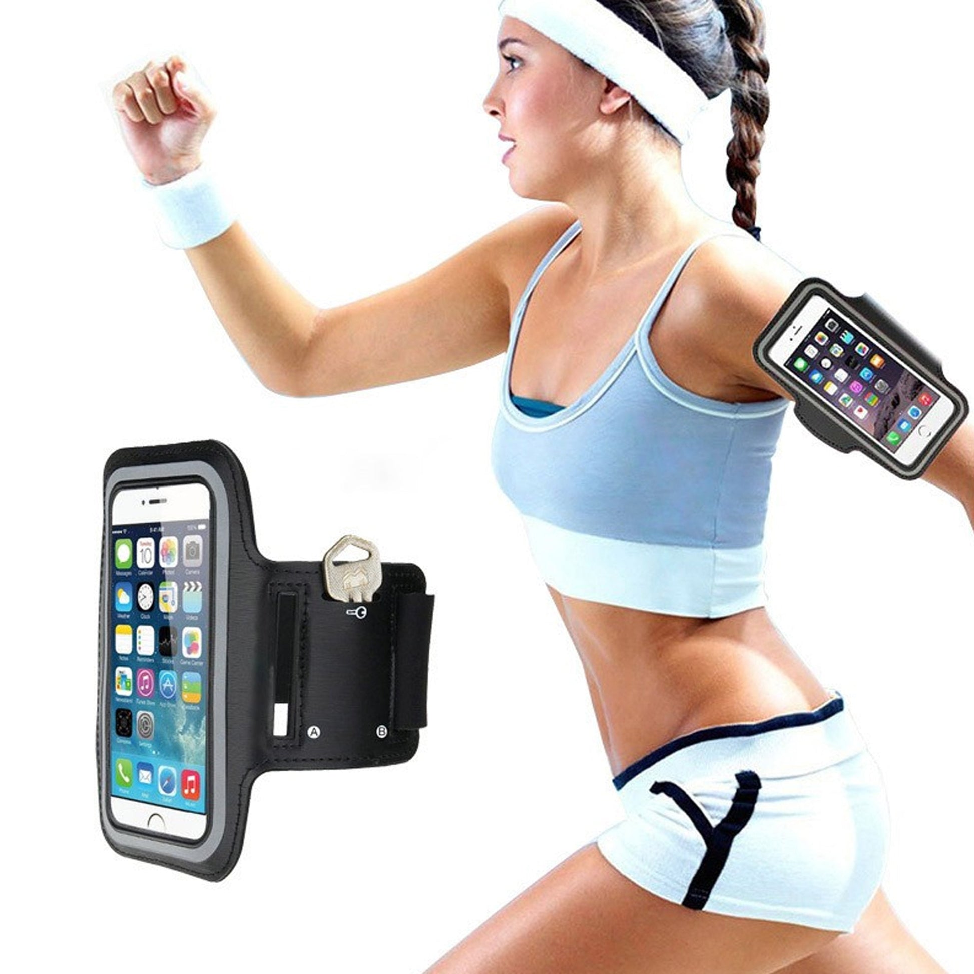 Waterproof Reflective Running Phone Armband – Elastic Fit, Touchscreen Access, Fits Phones up to 7″ for Home Gym & Outdoor Fitness