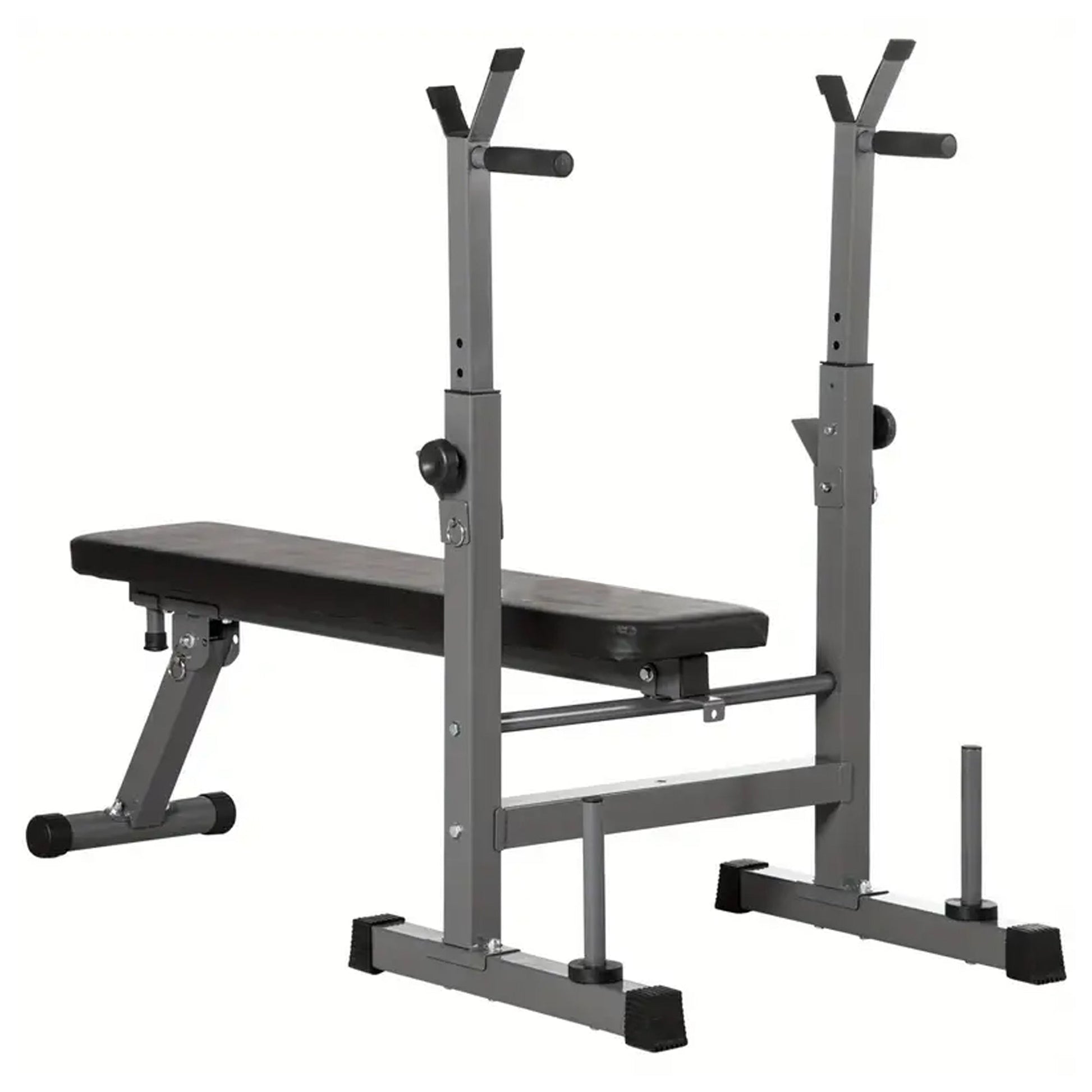 Premium Foldable Weight Bench with Integrated Dip Bars & Barbell Rack – Heavy-Duty Steel Frame, Adjustable Angles for Full-Body Home Gym Training