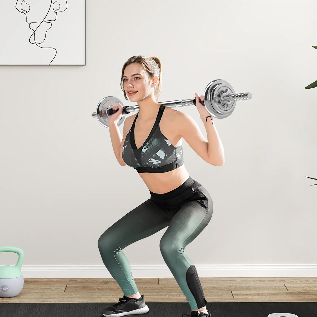 20 kg Adjustable Dumbbell & Barbell Combo – Steel Handles, Cast-Iron Plates, Compact Weight Set for Home Gym Strength Training