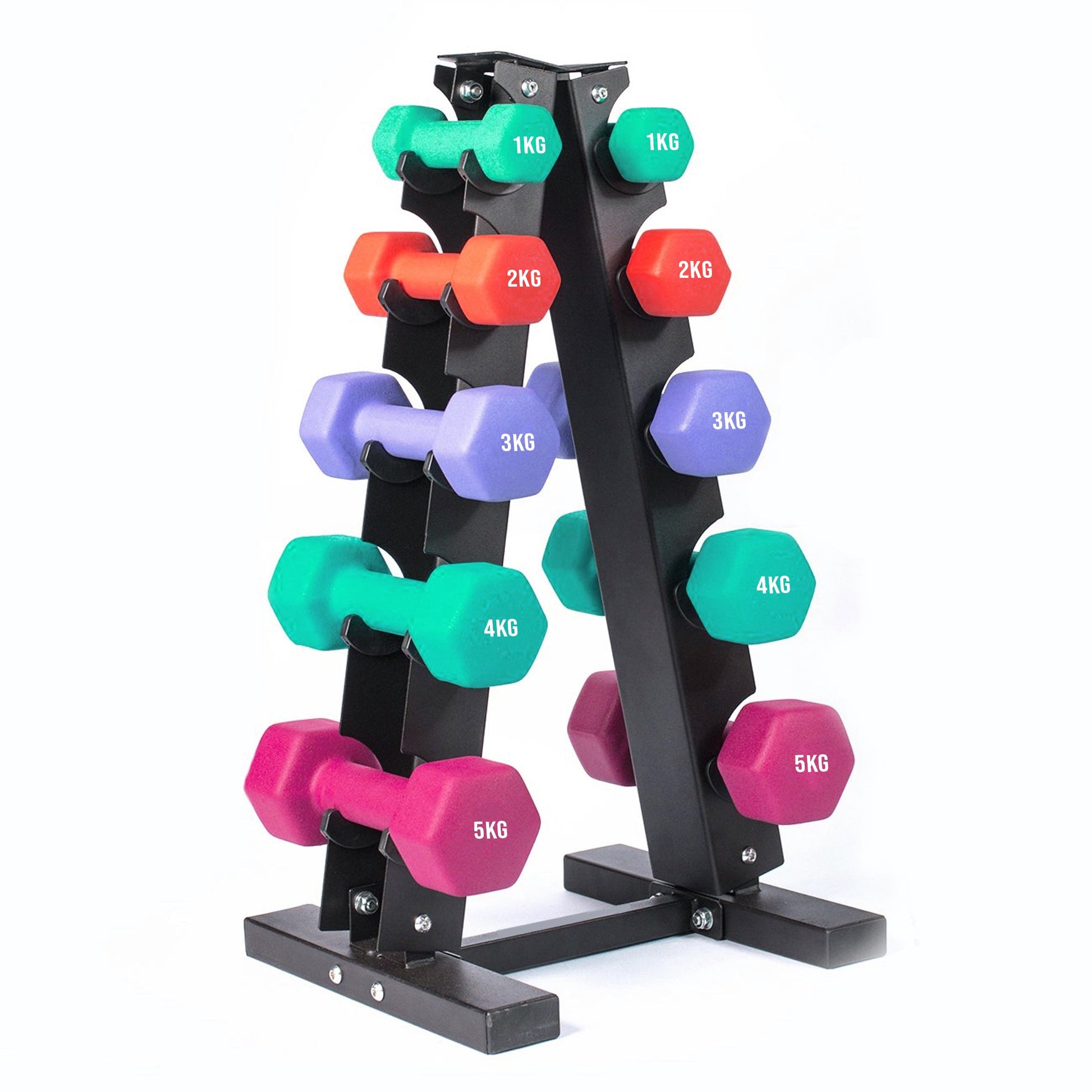 Heavy Duty Neoprene Dumbbell Tree Rack Stand – 3/5 Tier Vertical Storage for Neoprene Weights | Compact Dumbbell Holder for Home Gym & Studio