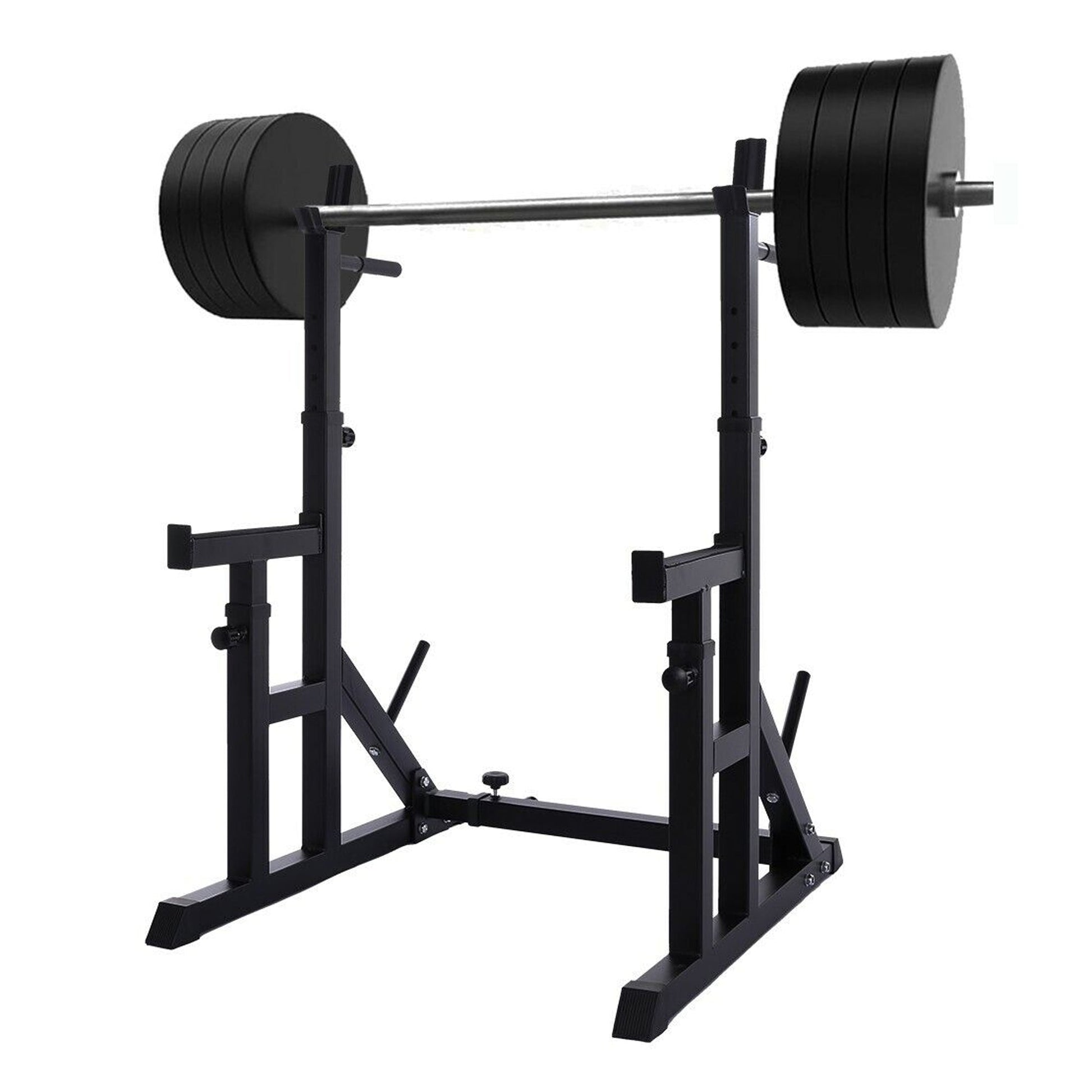Multi-Function Squat & Bench Press Rack – Adjustable Steel Stand with Dip Handles, Safety Spotters & Wide Base for Garage or Home Gym Strength Training