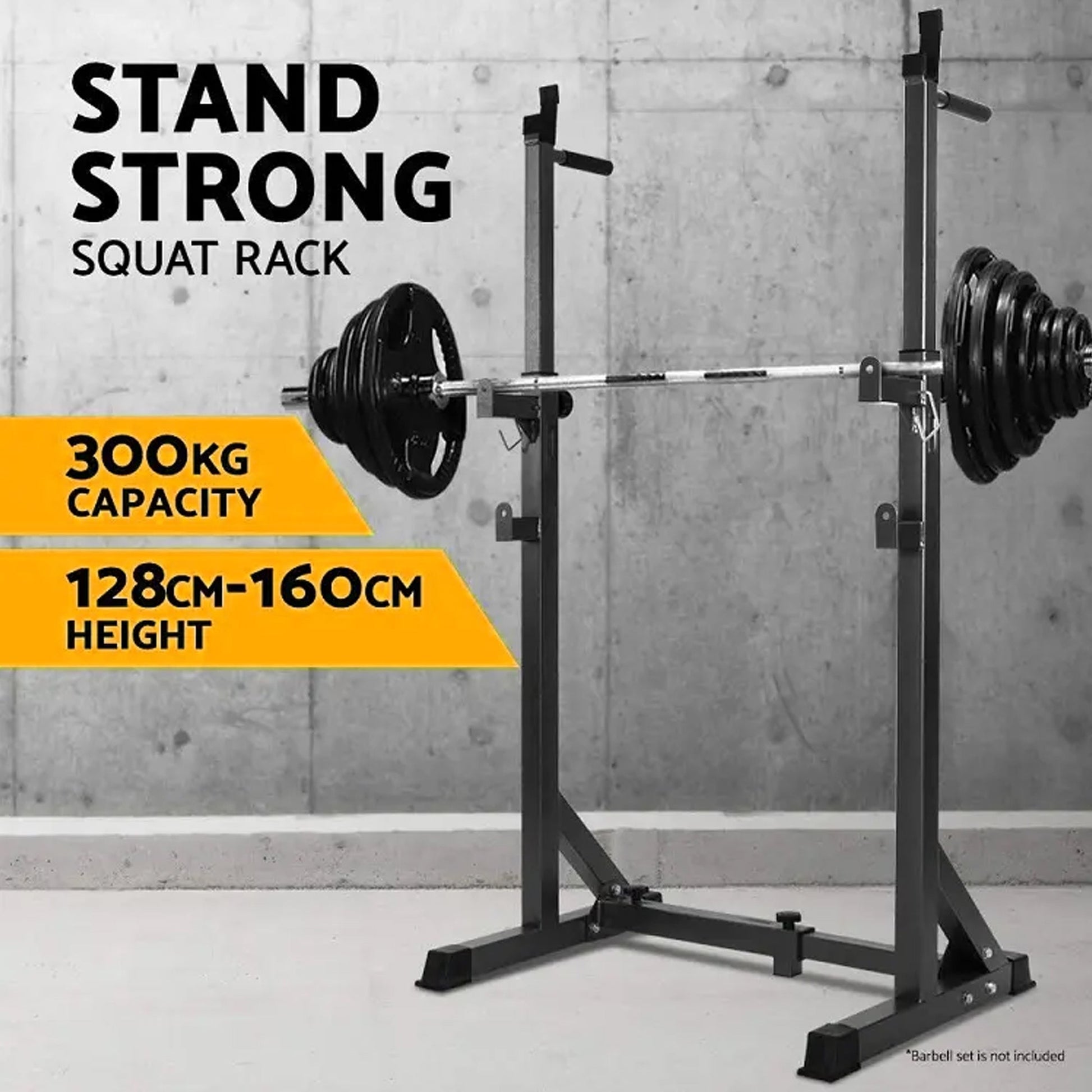 Precision Lift Platform – Heavy‑Duty Barbell Squat Rack with Dip Handles, 200kg Capacity, Adjustable Frame with Safety Spotters for Home Use