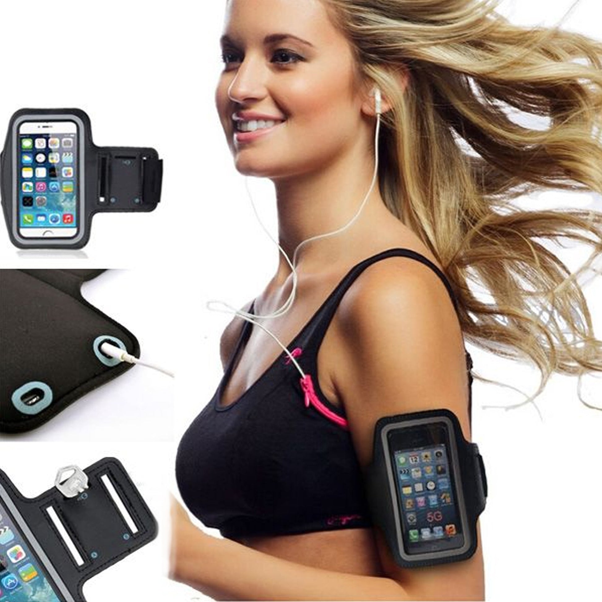 Waterproof Reflective Running Phone Armband – Elastic Fit, Touchscreen Access, Fits Phones up to 7″ for Home Gym & Outdoor Fitness