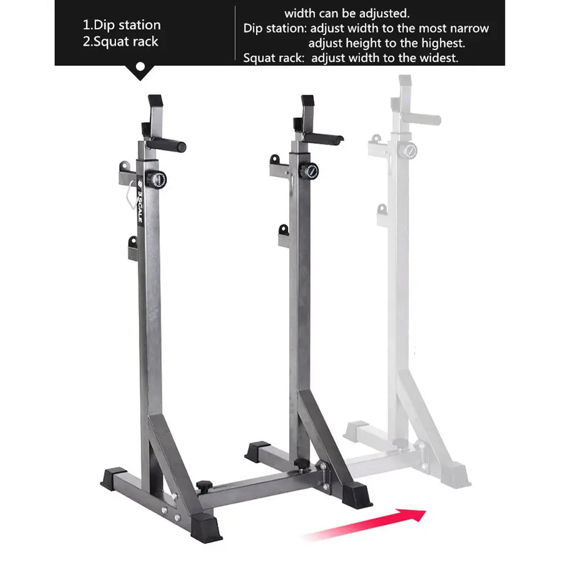 Precision Lift Platform – Heavy‑Duty Barbell Squat Rack with Dip Handles, 200kg Capacity, Adjustable Frame with Safety Spotters for Home Use