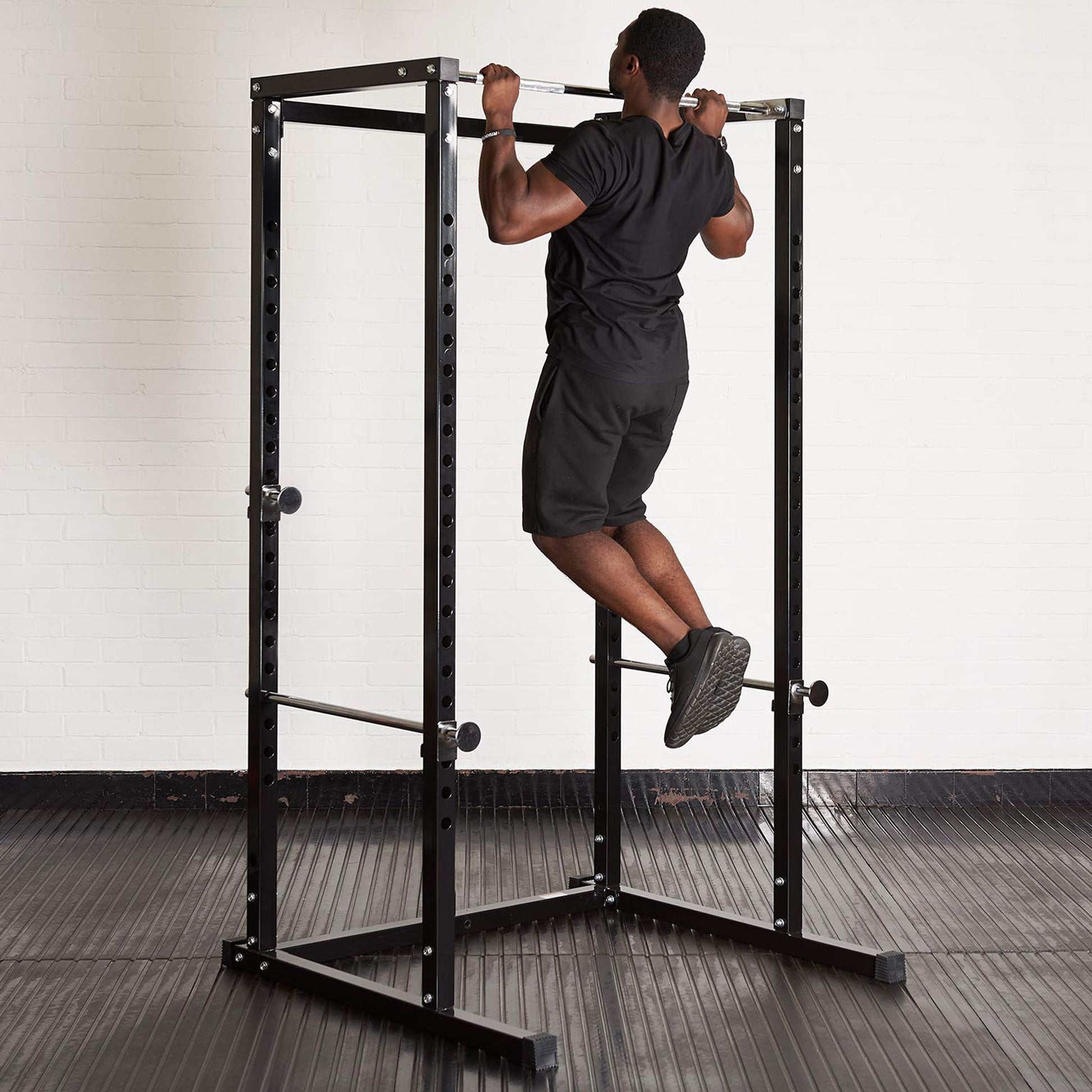 Power Rack with Pull-Up Bar & Safety Spotters – Adjustable Steel Squat Cage for Strength Training, Weight Lifting, and Home Gym Workouts