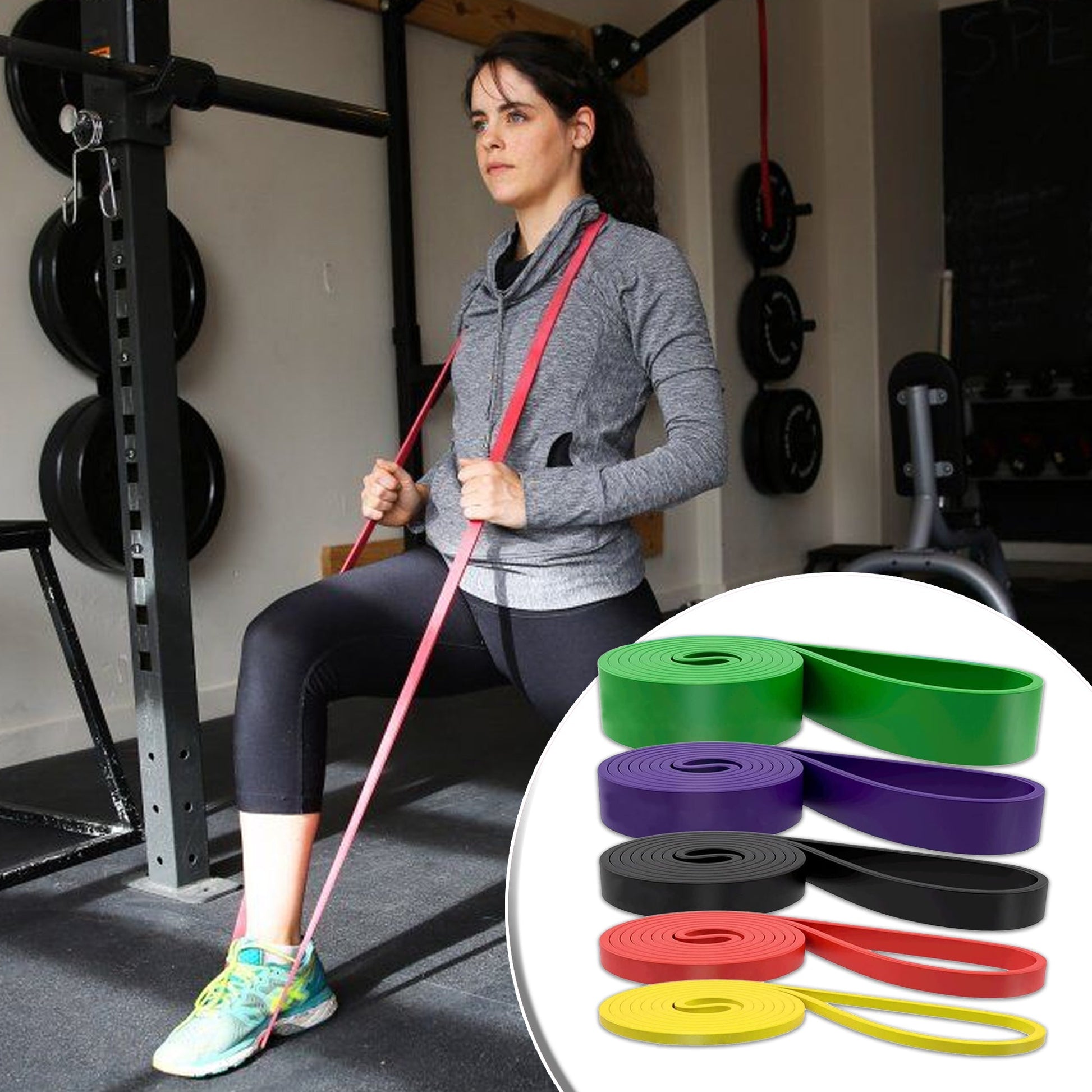 Home Gym Resistance Band Set – 5 Tension Levels, Durable Latex Bands with Handles for Strength Training, Pull-Up Support & Flexibility Work